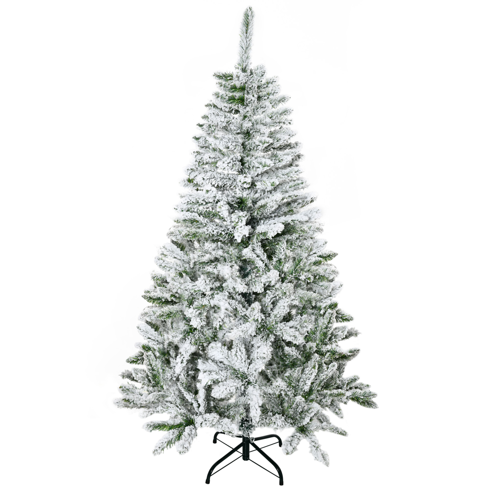 HOMCOM Künstlicher Weihnachtsbaum 150 cm künstlich Kiefernbaum mit Schnee, 358 Spitzen Christbaum Weihnachtsdeko inkl. Metallständer für drinnen Aosom