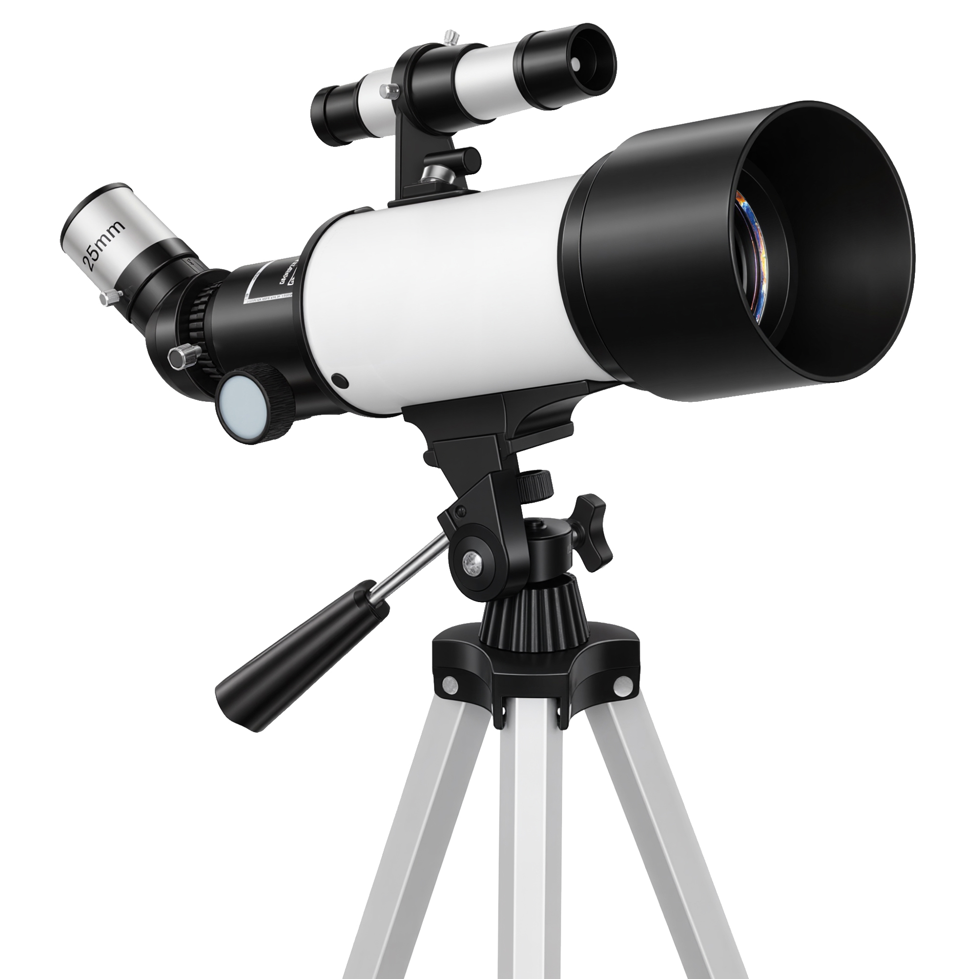 Outsunny Teleskop für Astronomie Anfänger Erwachsene 70mm Aperture 400mm AZ Mount Astronomisches Refraktor Teleskope Einsteiger mit Stativ Tragetasche, Reiseteleskop Telescope Weiß Aosom