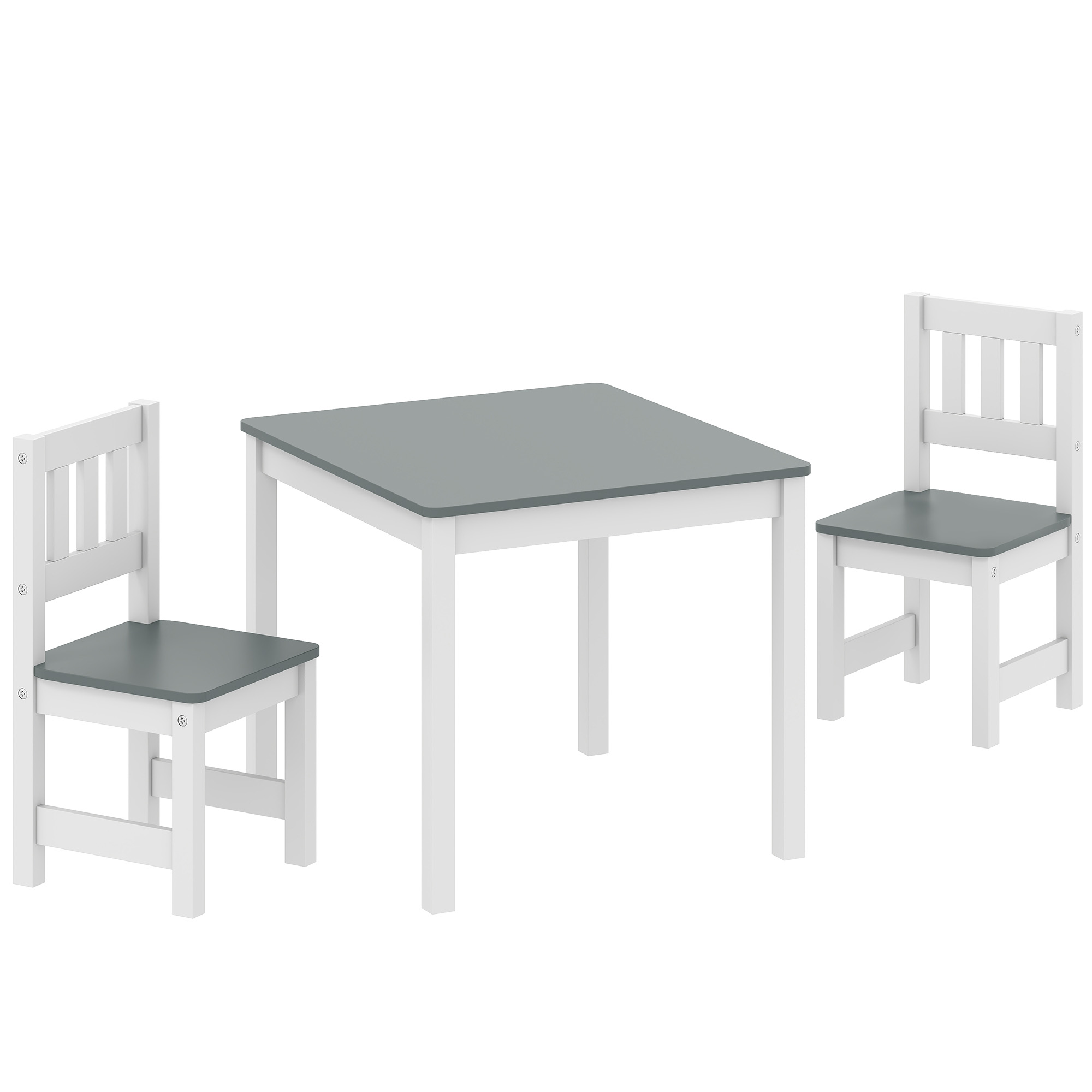 AIYAPLAY Kindertisch mit 2 Stühlen, 3tlg Kindersitzgruppe, Maltisch, Sitzgruppe für Kinder, Kindermöbel für Kinderzimmer, Kindergärten, 56 x 52 x 48 cm Grau Aosom