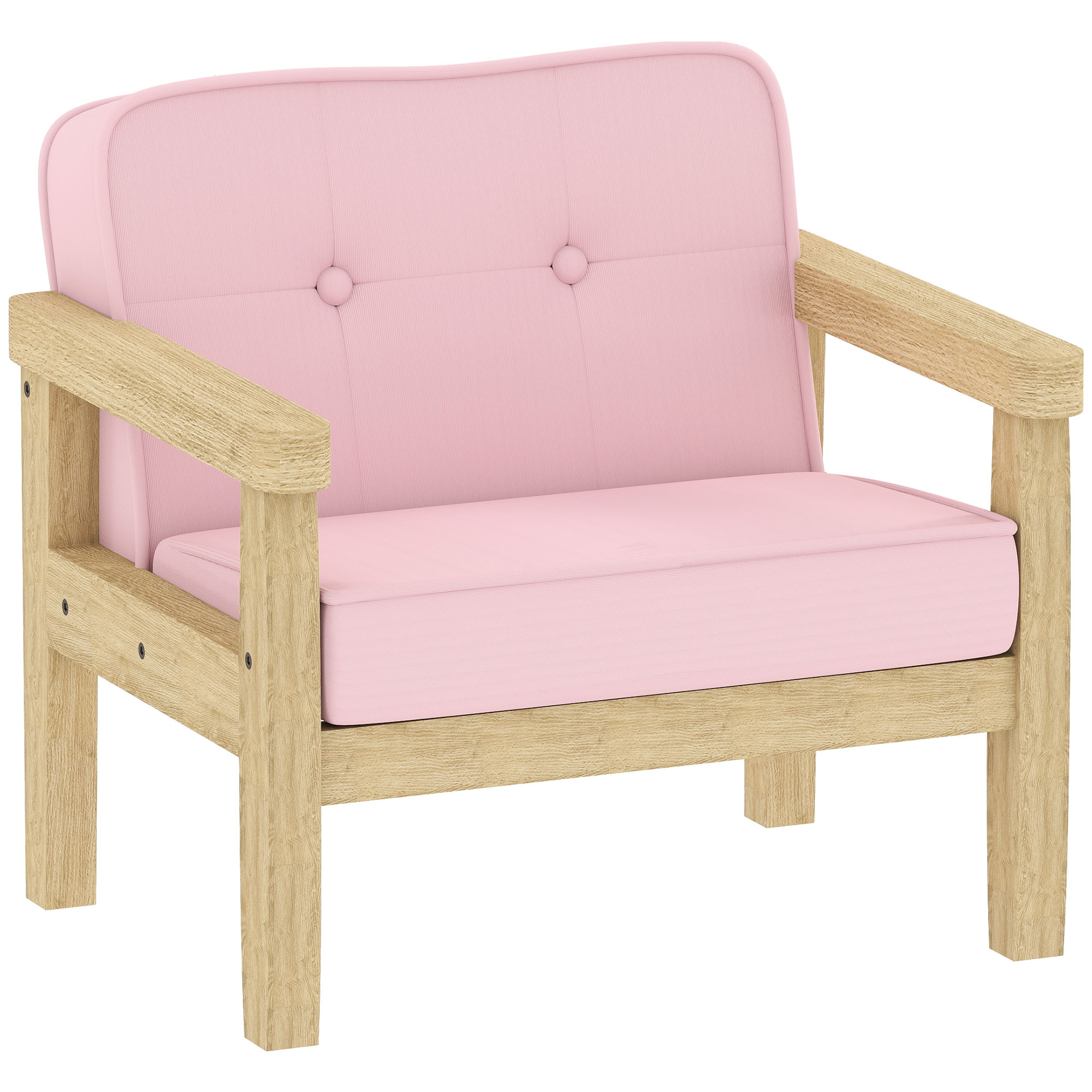 AIYAPLAY Kindersessel, Kindersofa mit Holzrahmen, Cordoptik, gepolsterter Kinderstuhl für Kinder von 3-8 Jahren, für Kinderzimmer, Spielzimmer, Rosa   Aosom
