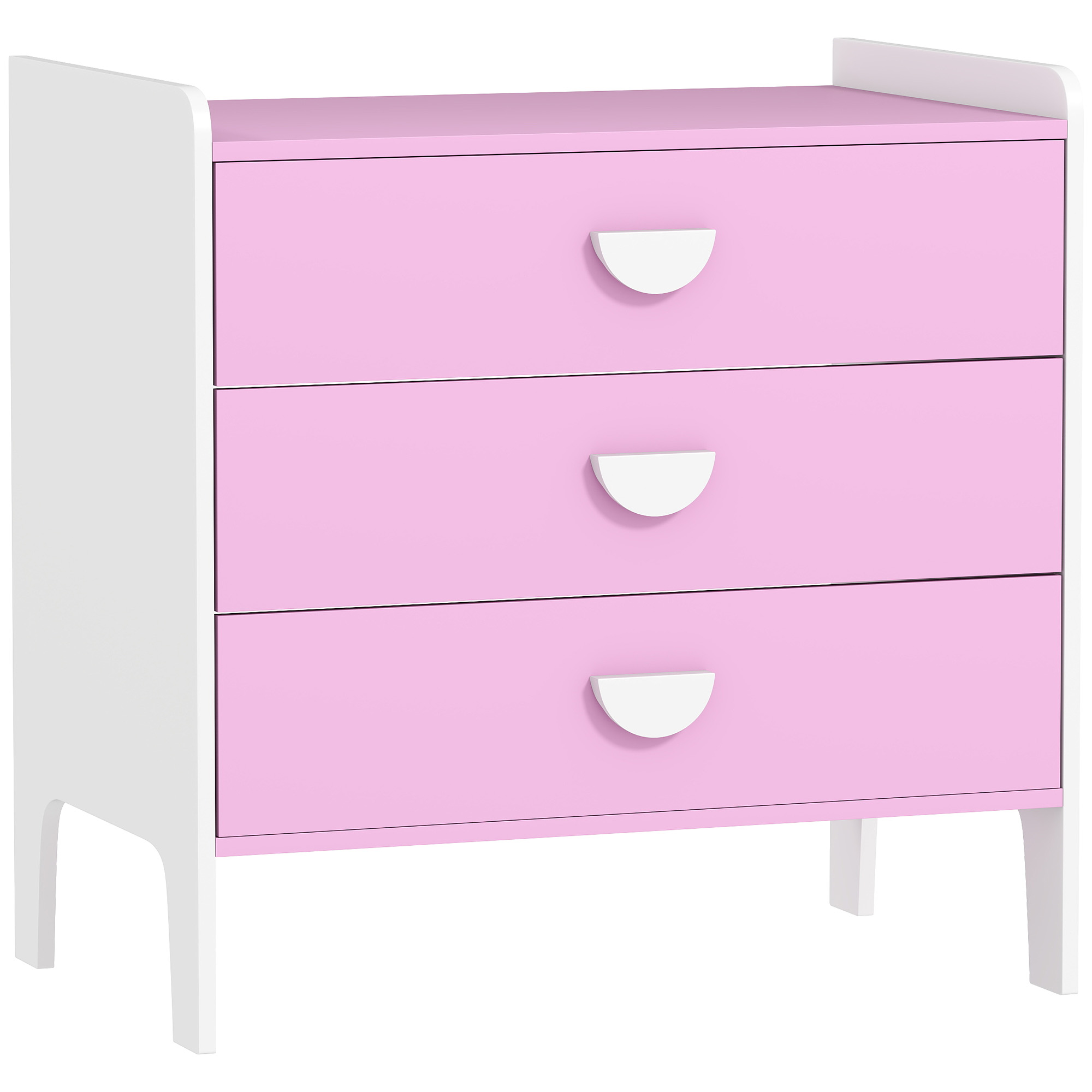 AIYAPLAY Spielzeugschrank für Kinder, Aufbewahrungsschrank mit 3 Schubladen, Kommode Spielzeug-Organizer Kinderregal für Kinderzimmer, Wohnzimmer, 60 x 40 x 60 cm Rosa+Weiß Aosom