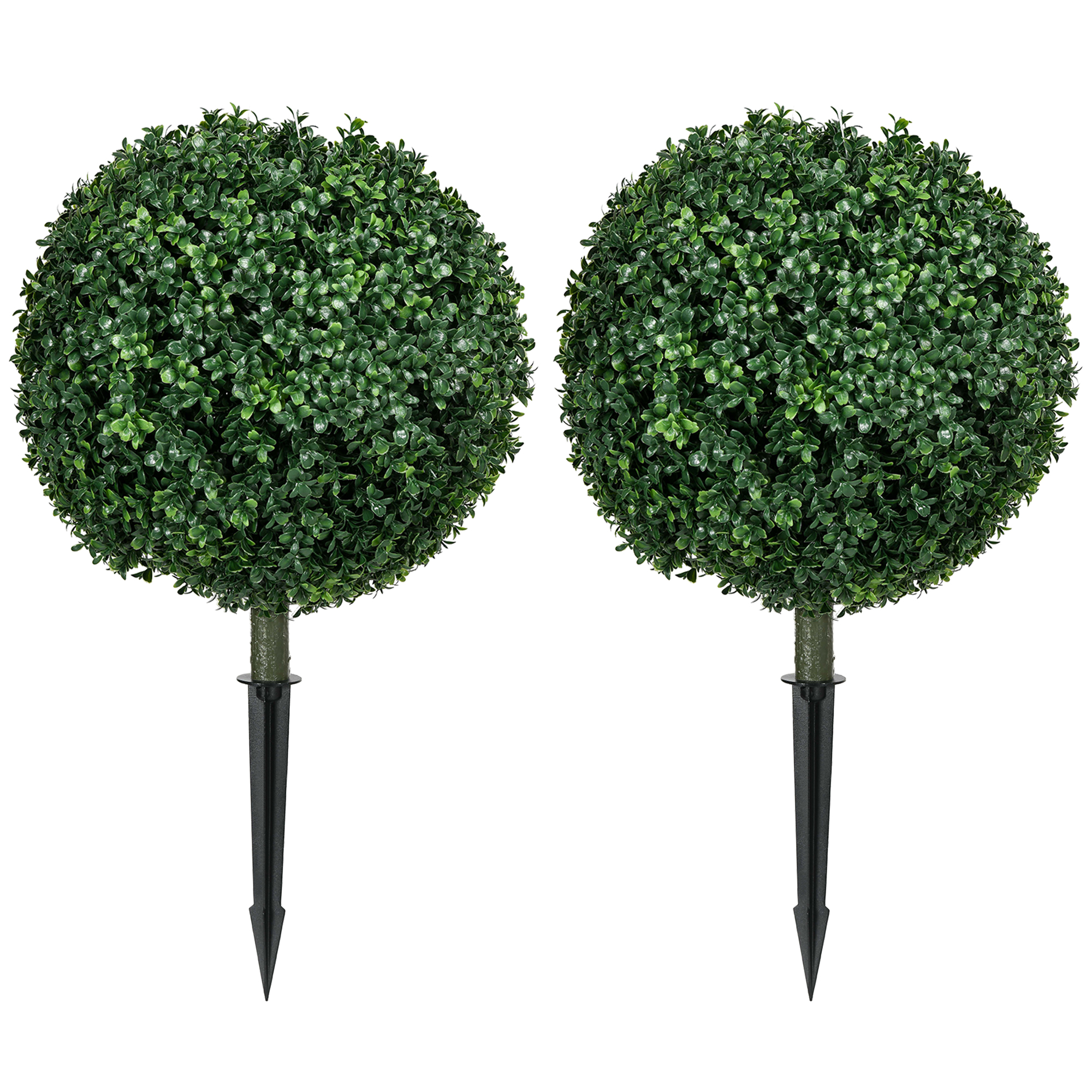 HOMCOM 2er-Set Künstlicher Buchsbaum groß 70 cm Kunstpflanze mit UV-Schutz, künstliche Pflanzen wie echt mit Bodenpfählen für Wohnzimmer Schlafzimmer Büro Garten moderne Dekoration Aosom