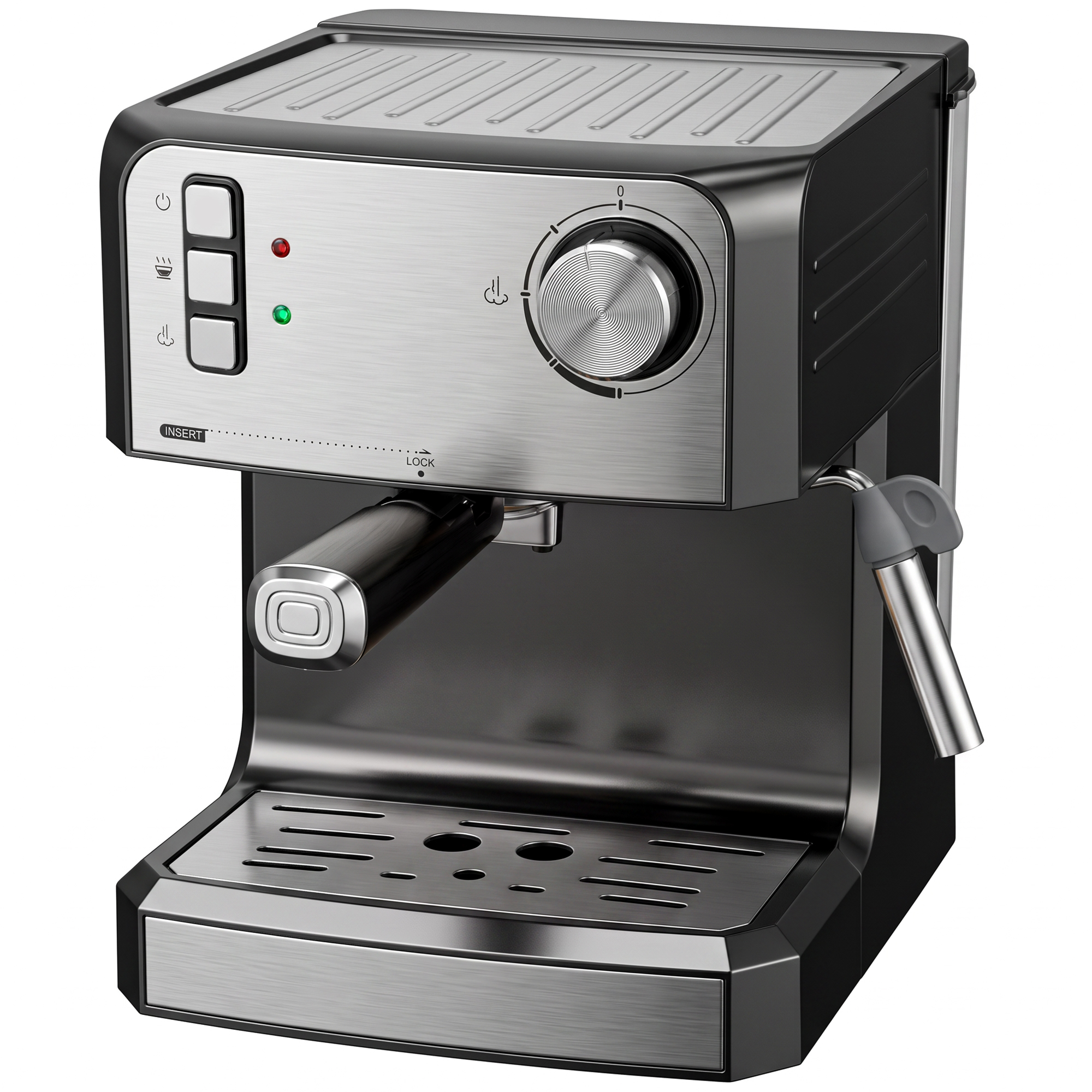 HOMCOM Espressomaschine mit Milchaufschäumdüse, 1,6-l-Wassertank, 850 W, halbautomatische 20-Bar-Kaffeemaschine für Latte & Cappuccino, mit Doppelshot, Heißwasserfunktion und Tassenwärmer, Schwarz Aosom