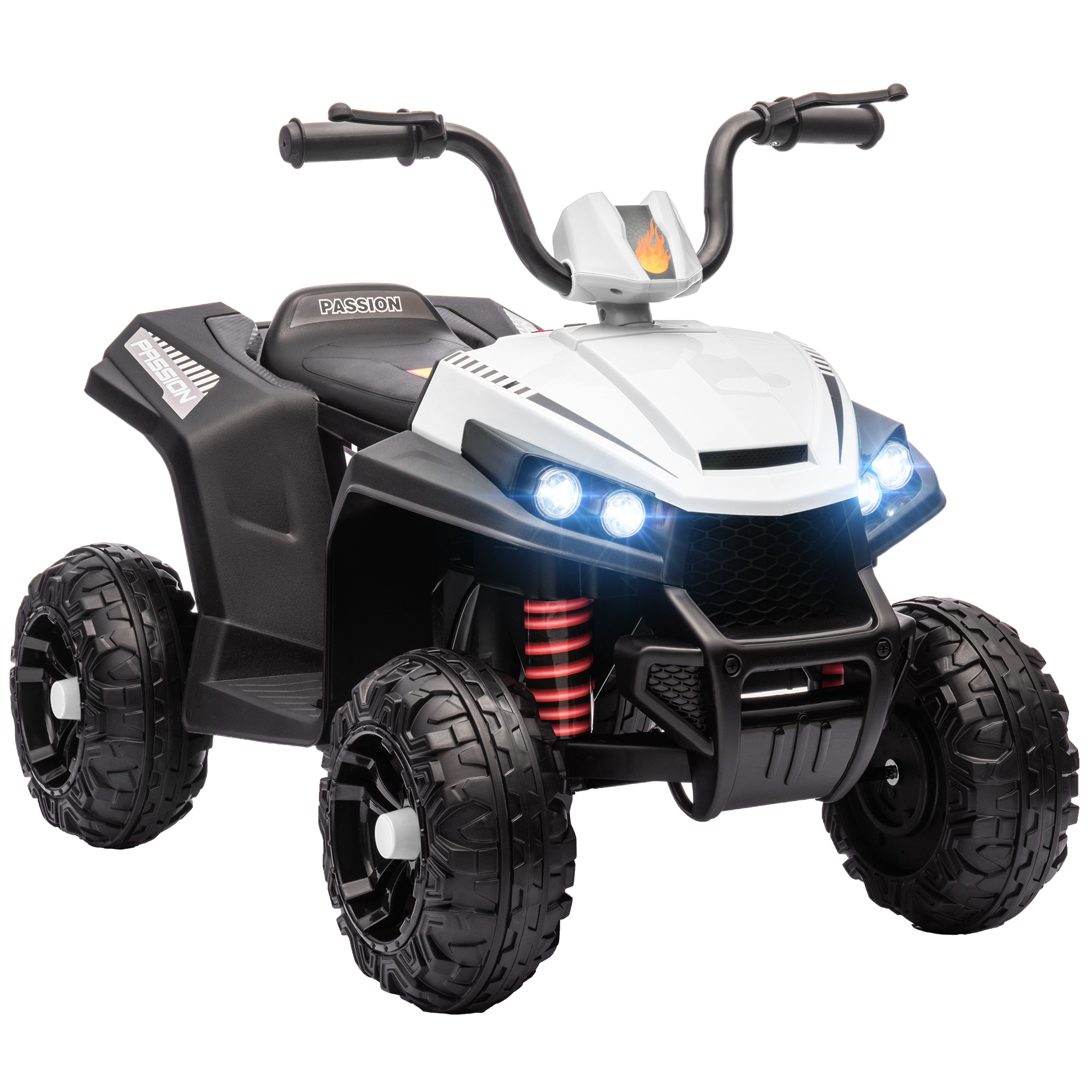 AIYAPLAY Elektro Quad für Kinder 12V Kinderquad mit 4-Rad-Federung, MP3-Musikplayer, Kinderfahrzeug mit Scheinwerfer, Vorwärts- und Rückwärtsgang, für 3-5 Jahre Kinder, 5 km/h, Metall, Weiß   Aosom