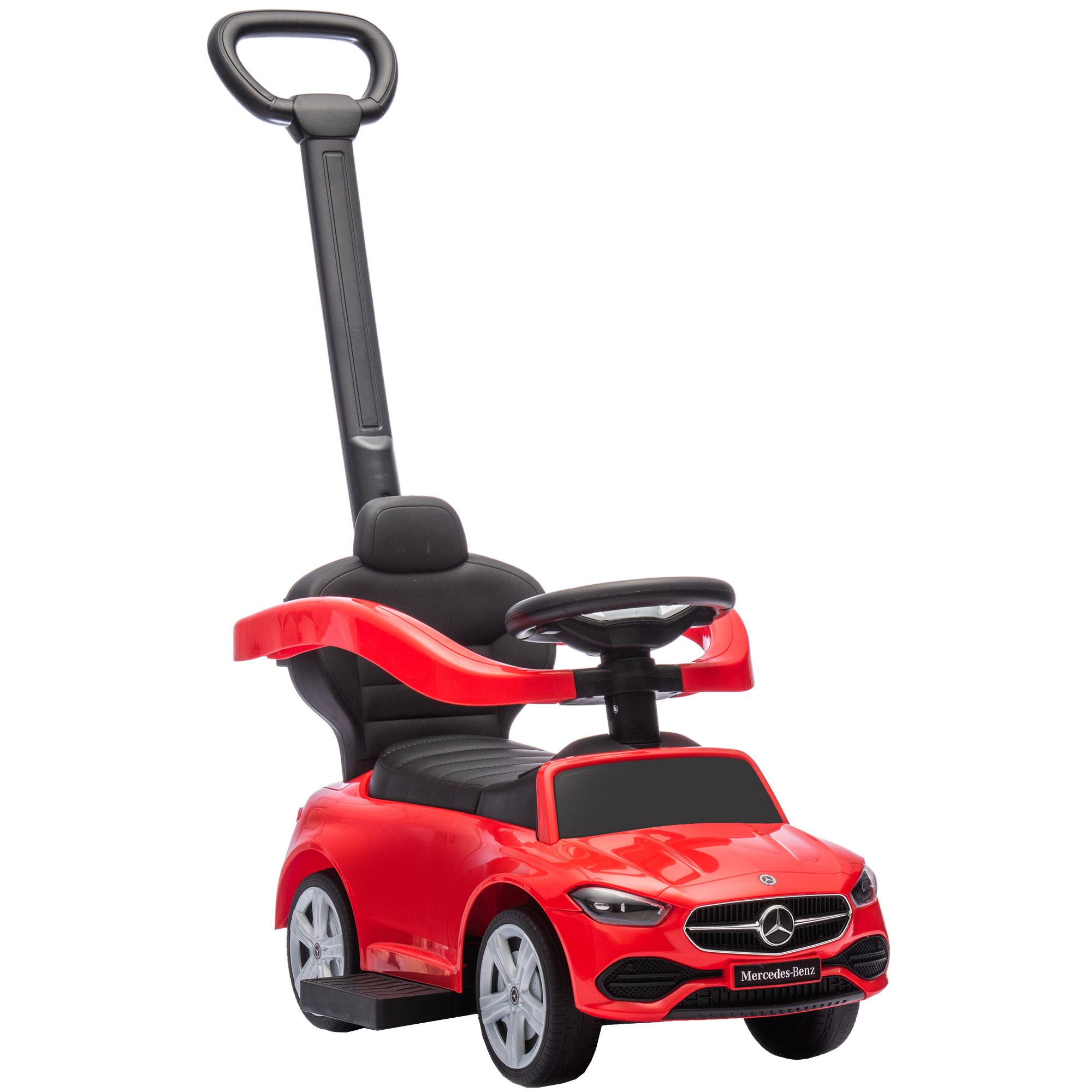 AIYAPLAY Rutschauto mit Schiebstange 2-in-1 Rutschfahrzeug mit abnehmbarem Griff, Sicherheitsgeländer, Stauraum, Hupe & Lenkrad Schiebeauto Kinderfahrzeug Kinderauto für Kinder 1,5-3 Jahre Rot   Aosom