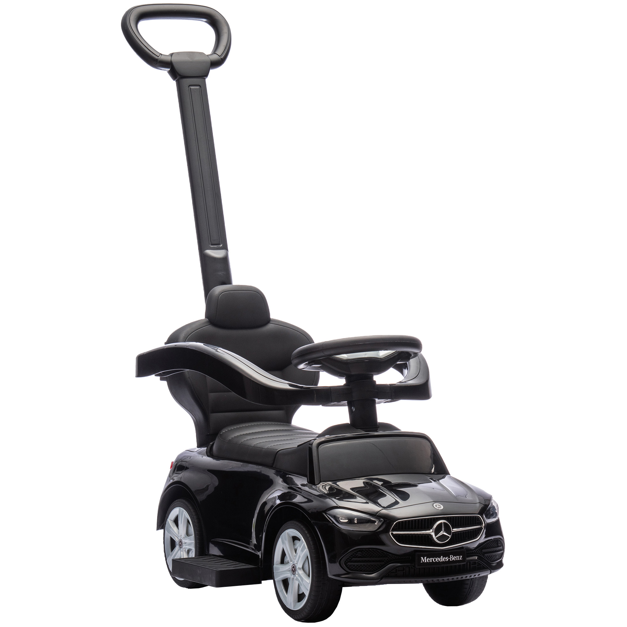 AIYAPLAY Rutschauto mit Schiebstange 2-in-1 Rutschfahrzeug mit abnehmbarem Griff, Sicherheitsgeländer, Stauraum, Hupe & Lenkrad Schiebeauto Kinderfahrzeug Kinderauto für Kinder 1,5-3 Jahre Schwarz Aosom