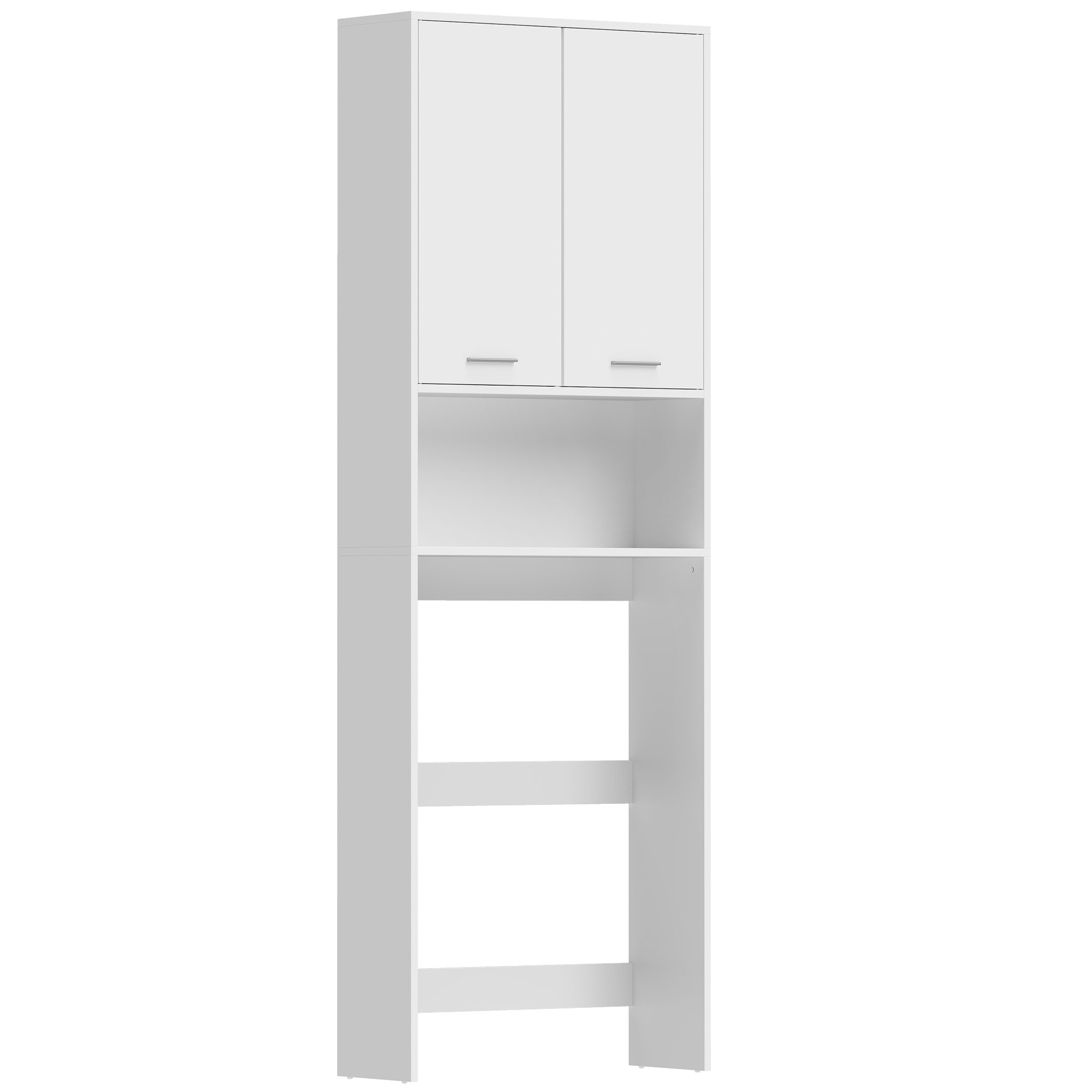 HOMCOM Waschmaschinenschrank, Hochschrank, Toilettenregal mit offenem Fach, Badezimmerregal über Waschmaschine, Toilette 66 x 24 x 191 cm Weiß Aosom