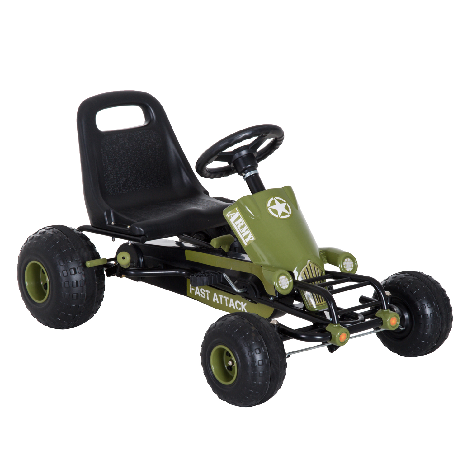 HOMCOM Go Kart Kinder Kettcar Tretauto mit Handbremse ab 3 Jahre, grünes Design 99x65x56cm für Spielspaß im Freien   Aosom.de