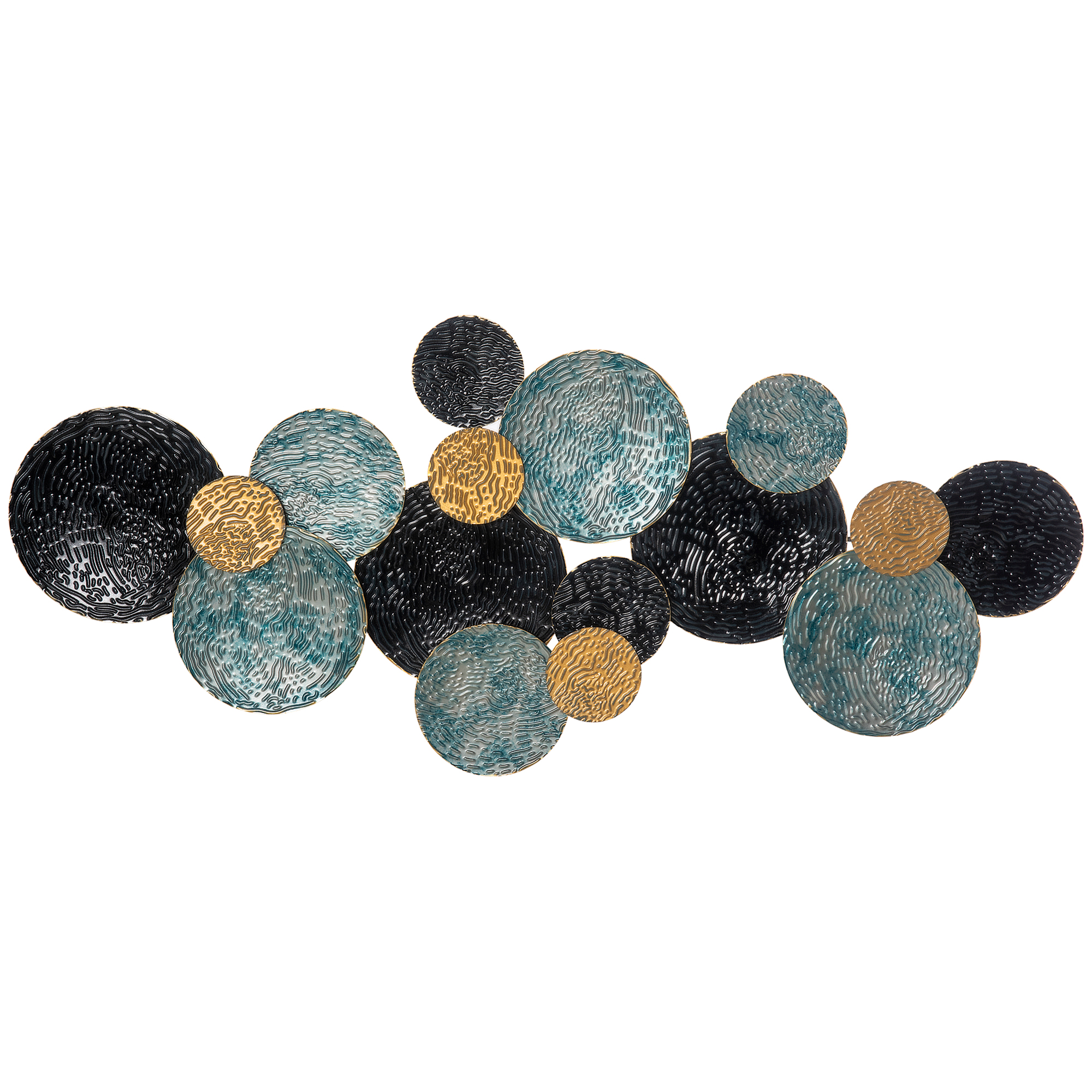 HOMCOM 3D Wandbild Metallbild Wandskulptur moderne Wohnzimmerkunst 121x53cm in Gold Schwarz Blau für stilvolle Dekoration Aosom.de