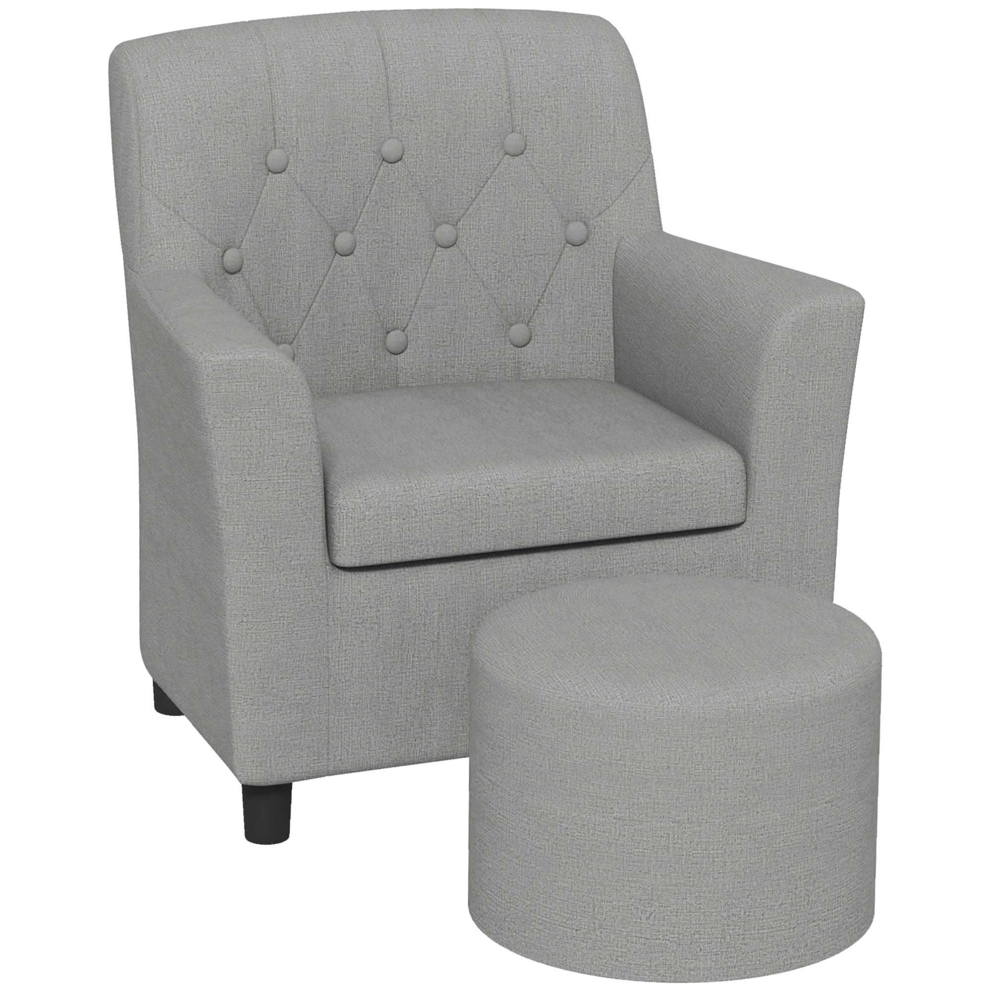 AIYAPLAY Kindersessel mit Fußhocker Kindersofa ab 18 Monaten in Leinentoptik Eukalyptusholz Grau 45 x 43 x 50,5 cm für Kinderzimmer Aosom.de