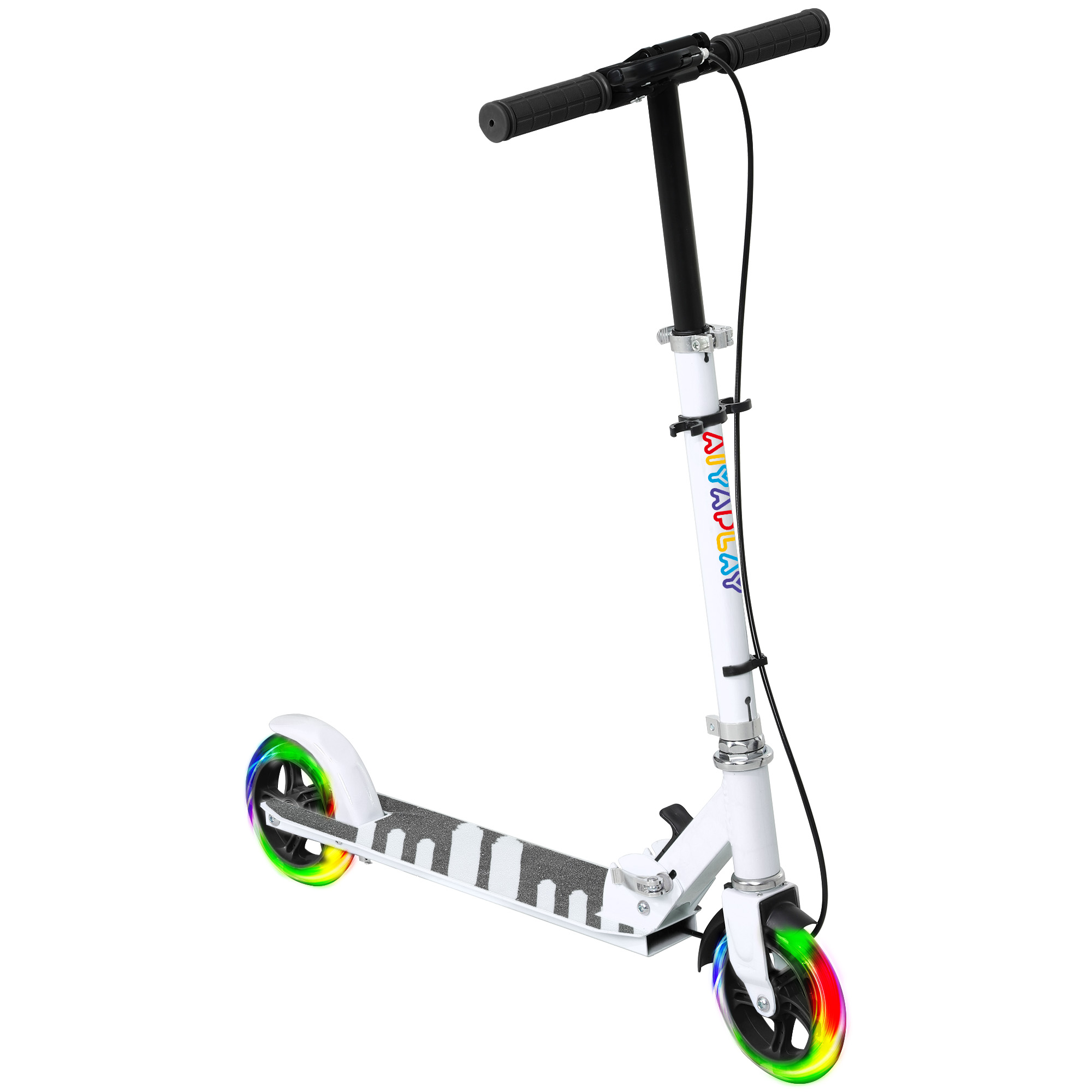 AIYAPLAY Roller Kinder Scooter mit Leuchtenden Rädern, Bremse, klappbarer Kinderroller Höhenverstellbarer Tretroller Kickscooter für Kinder Jugendliche 3-8 Jahre Cityroller bis zu 50 kg Aosom