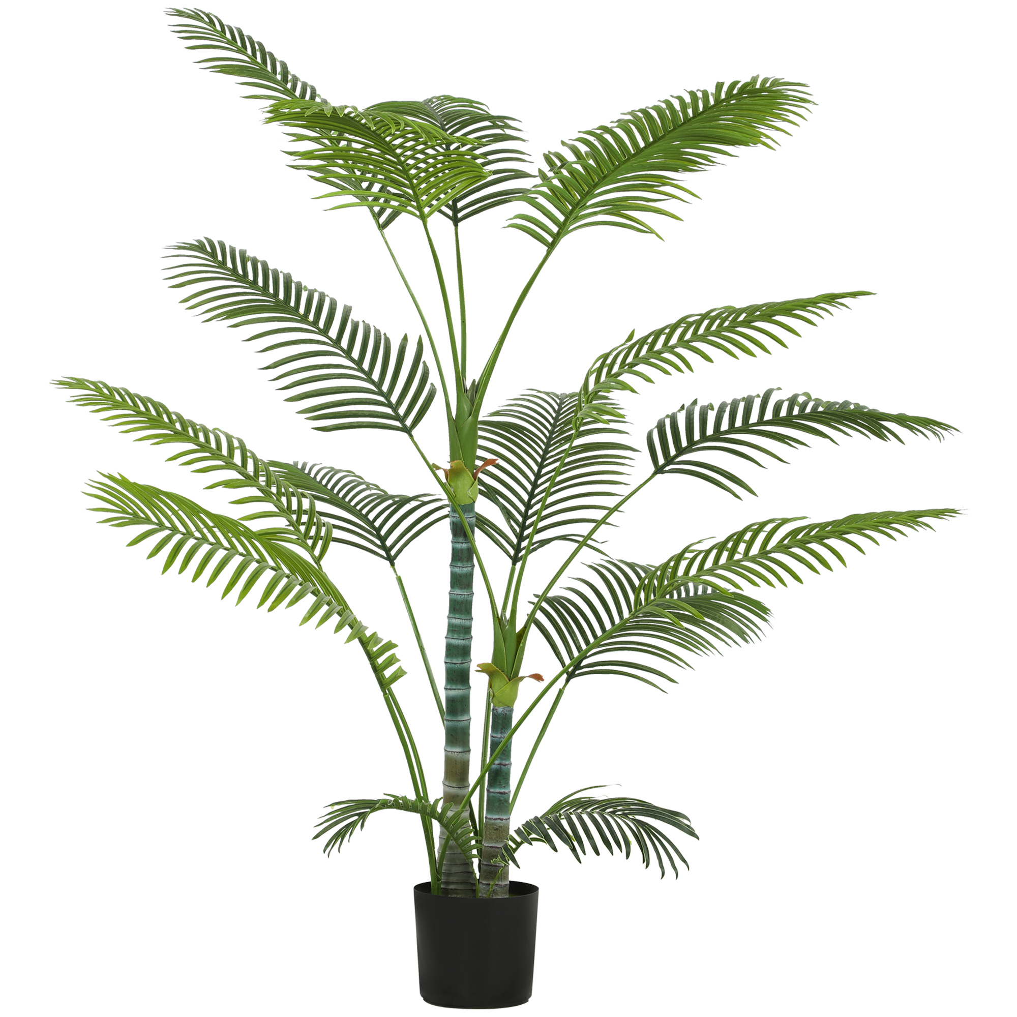 HOMCOM Künstliche Palme groß 175 cm Kunstpflanze, Künstliche Pflanze im Topf mit beflocktem Stoff, UV-beständige Kunstpalme Fake Plant wie echt für Wohnzimmer Schlafzimmer Büro Garten Dekoration Aosom