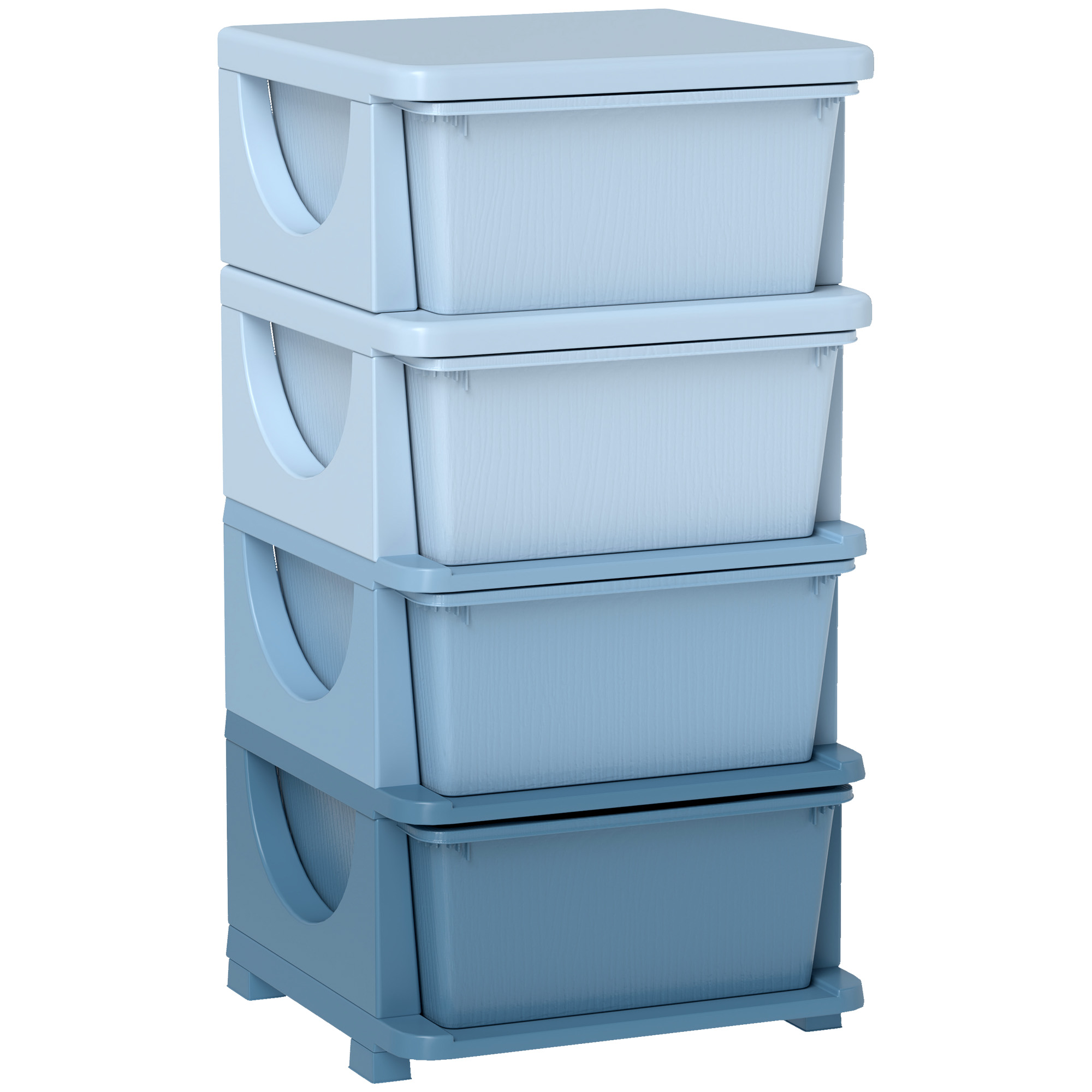HOMCOM Kommode für Kinderzimmer, 4 Ebenen Spielzeug Organizer, Stauraum für Spielzeug, Blau Aosom.de