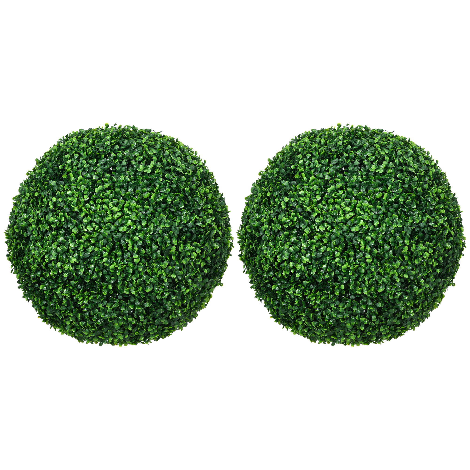 HOMCOM 2er Set künstliche Buchsbaumkugel 50 cm Kunstpflanze, Plastik künstliche Pflanzen Buchsbaumkugel, Fake Plant für Wohnzimmer Schlafzimmer Büro Garten moderne Dekoration Geschenk Aosom