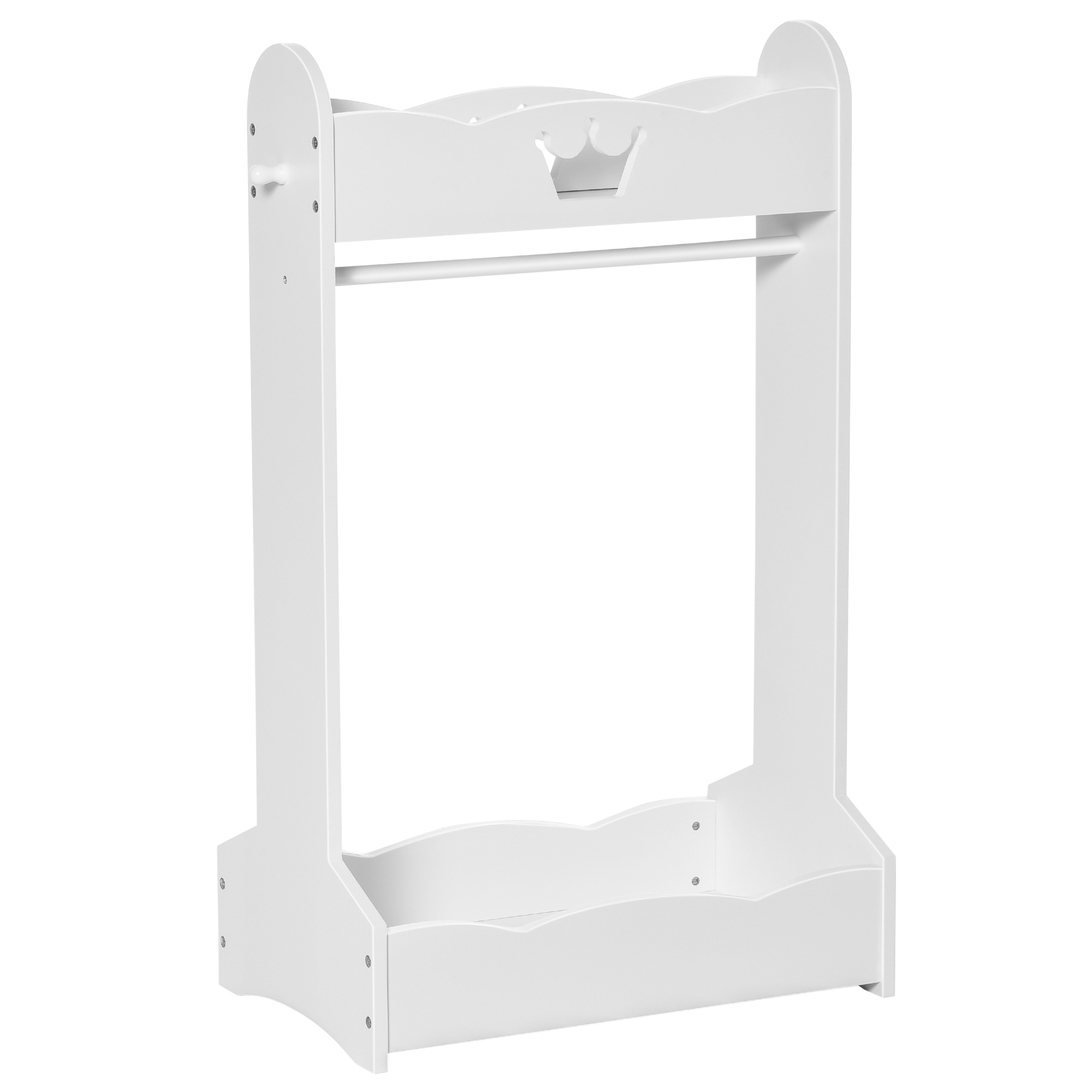 HOMCOM Kinder Kleiderständer Garderobenständer mit Kleiderstange für Kinderzimmer 3-8 Jahre, Weiß MDF Kiefernholz, 70,5x37x103 cm   Aosom.de