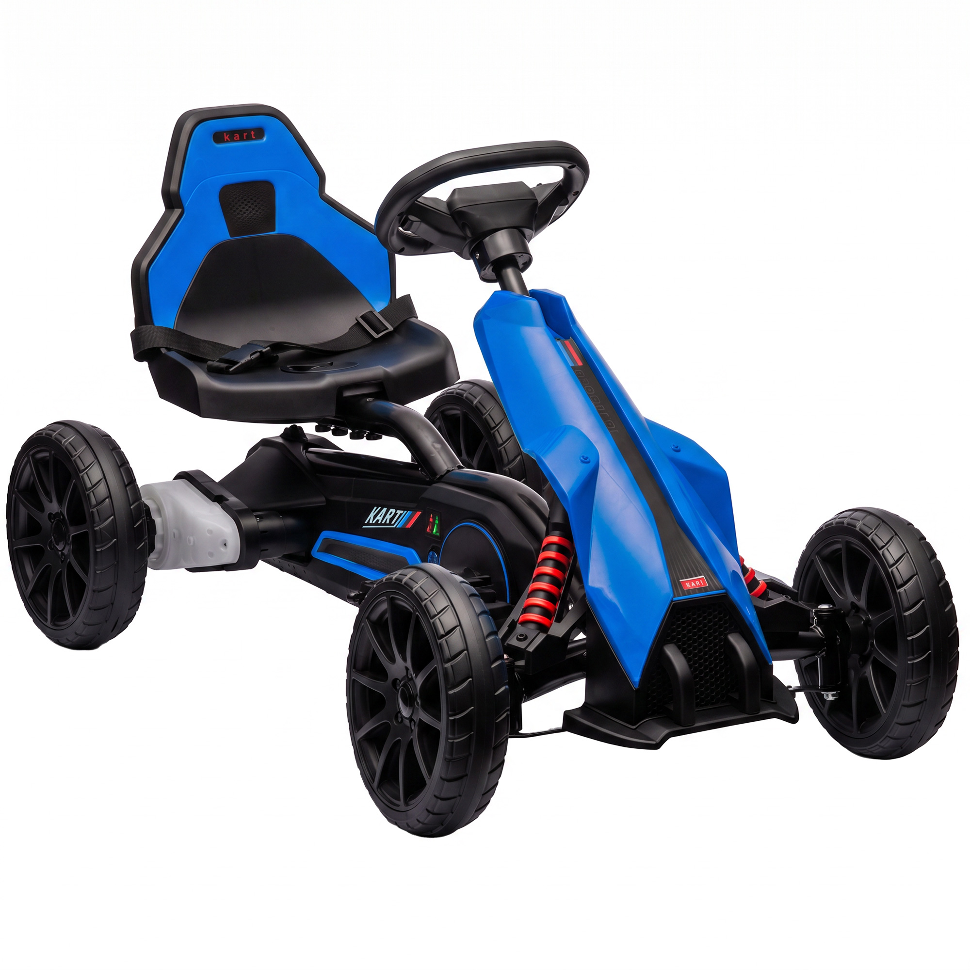 HOMCOM Elektro Go-Kart für Kinder 3-5km/h Gokart mit 2-Fach verstellbarem Geschwindigkeit, Sicherheitsgurt, EVA-Räder, Kinderauto Kinderfahrzeug für 3-8 Jahre Kinder, Blau Aosom