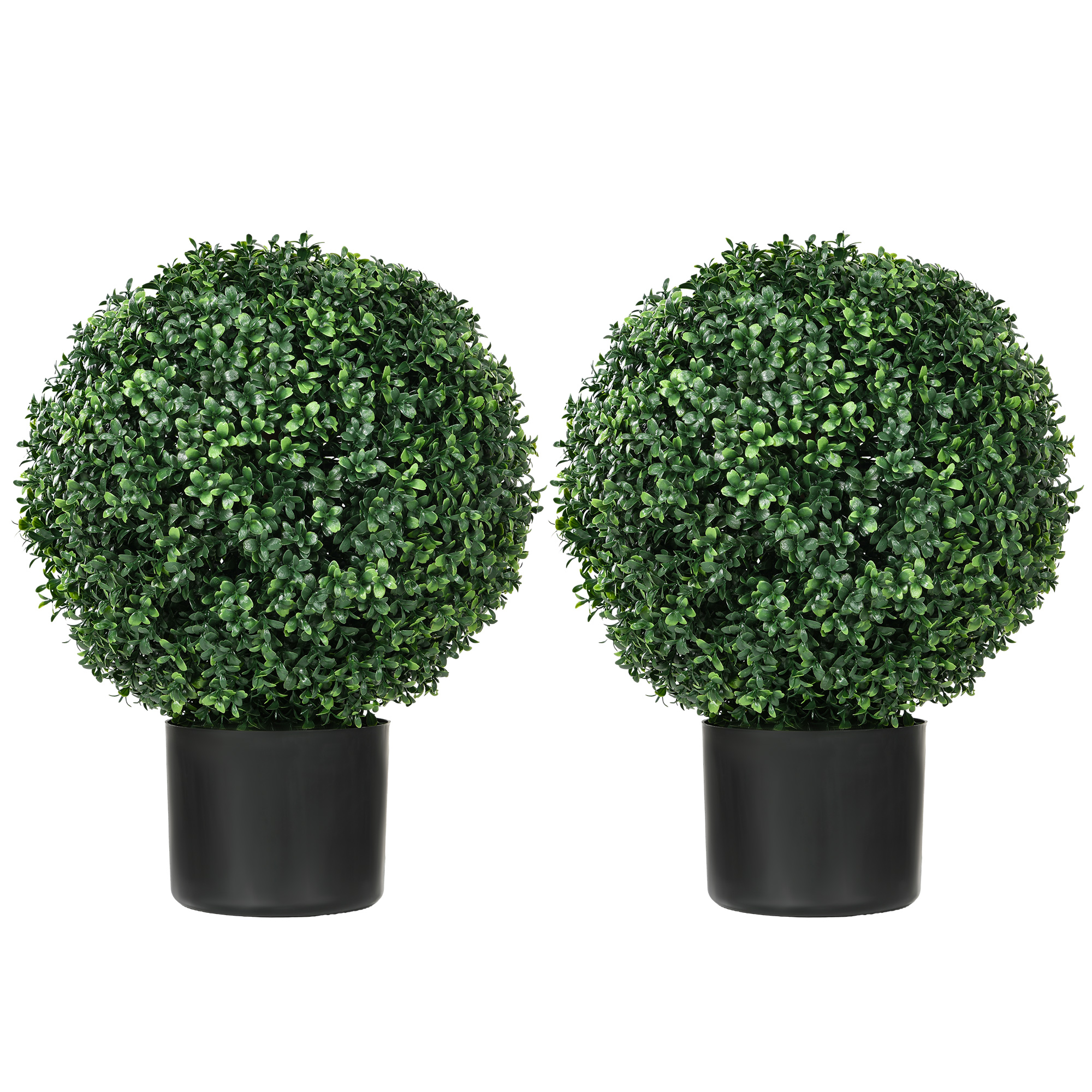 HOMCOM Künstliche Pflanzen 2er-Set UV-beständige Kunstpflanze im Blumentopf 52 cm Buchsbäume für Garten Wohnzimmer Dekoration Aosom.de