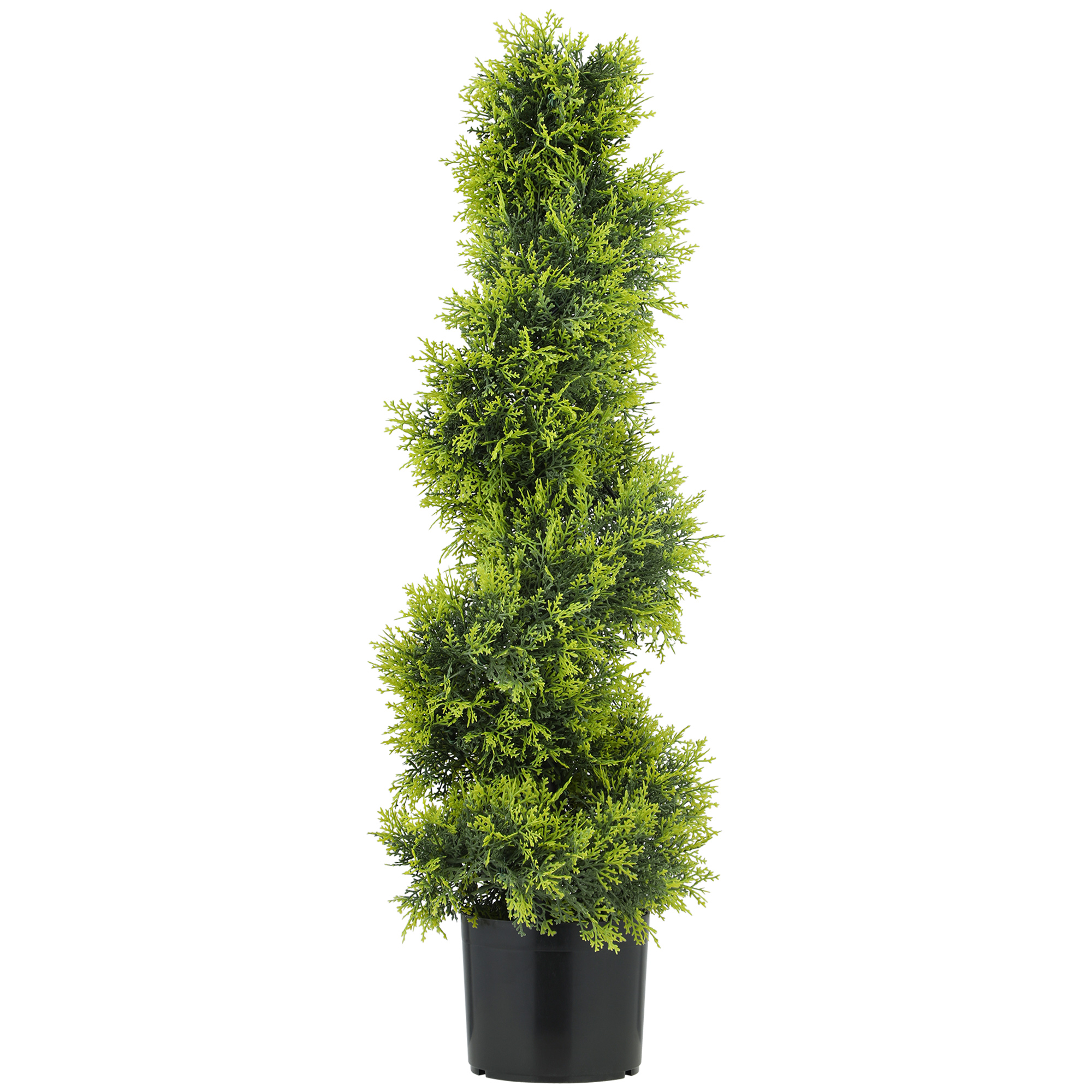 HOMCOM Künstliche Zypresse 90cm Kunstpflanze in Spiralform, Plastik Künstliche Pflanzen im Topf, Kunstbaum Fake Plant wie echt für Wohnzimmer Schlafzimmer Büro Garten Moderne Dekoration Aosom