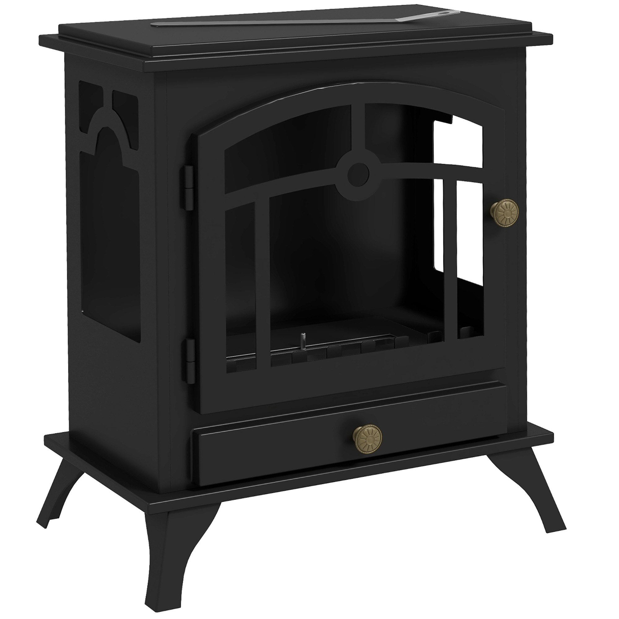 HOMCOM Ethanol Kamin, 7000BTU Bio-Ethanol Kamin, 1,2L Ethanol Ofen mit Feuerdeckel, Bioethanol Ofen mit 3h Brenndauer, Standkamin für bis 25 m², Stahl, Schwarz Aosom