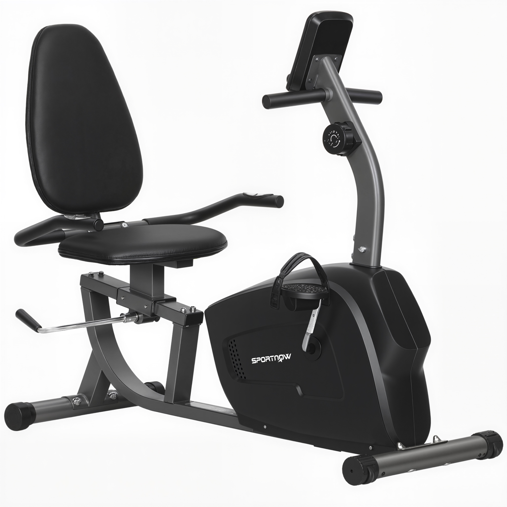 SPORTNOW Liegeergometer für Zuhause mit 8 verstellbar Widerstandsstufen Magnetbremse Pulssensoren LCD-Display Leise Liegerad Heimtrainer mit verstellbar Bequem Sitz Hometrainer Fahrrad Bis 135 kg Aosom