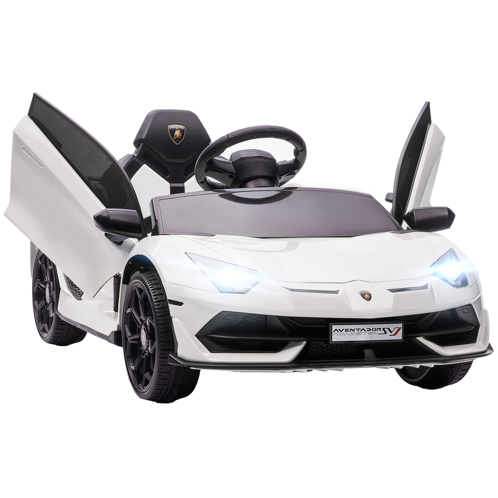 HOMCOM Kinder Elektroauto 12V mit 2,4G Fernbedienung, MP3-Player, Hupe & Licht für 3-5 Jahre, weißes elektrisches Fahrzeug Aosom.de