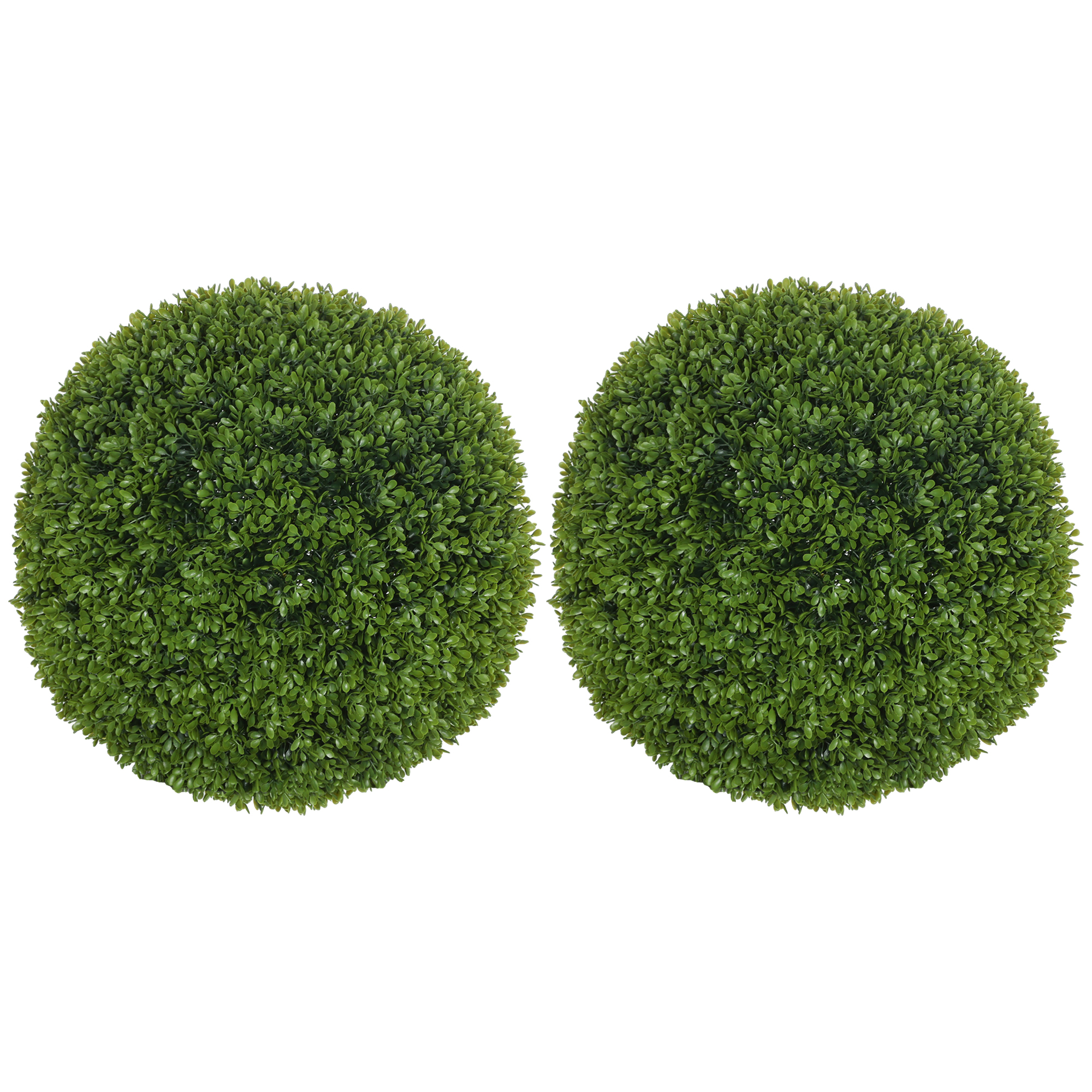 HOMCOM 2er Set künstliche Buchsbaumkugel 40 cm Kunstpflanze, Plastik künstliche Pflanzen Buchsbaumkugel, Fake Plant für Wohnzimmer Schlafzimmer Büro Garten moderne Dekoration Geschenk Aosom