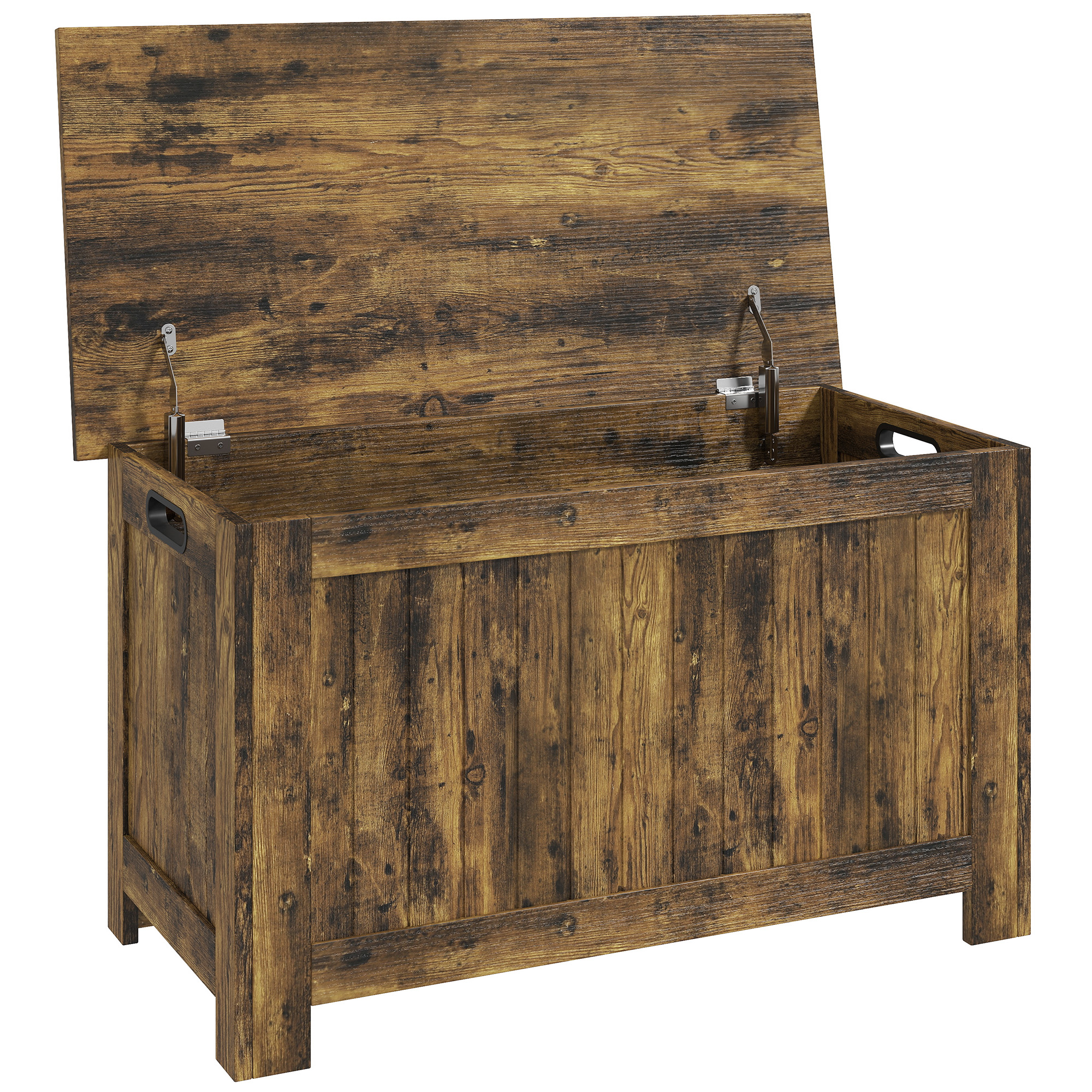 HOMCOM Truhe, Aufbewahrungsbox, Auflagenbox mit Griff, Gerätetruhe mit Deckel, rustikales Braun Aosom