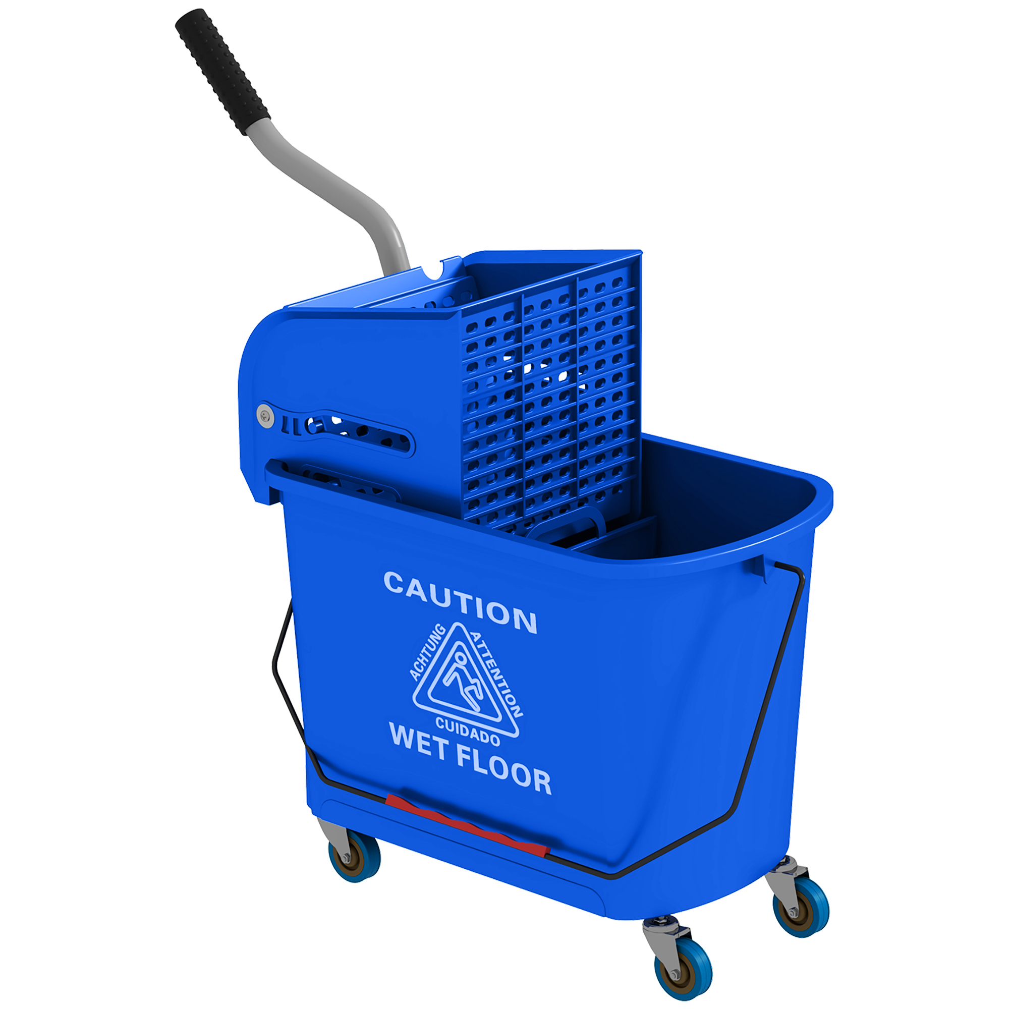HOMCOM Reinigungswagen Wascheimer Haushalt 20 L mit Schleuder und Separator für sauberes schmutziges Wasser Blau 60L x 27B x 70,5H cm Aosom