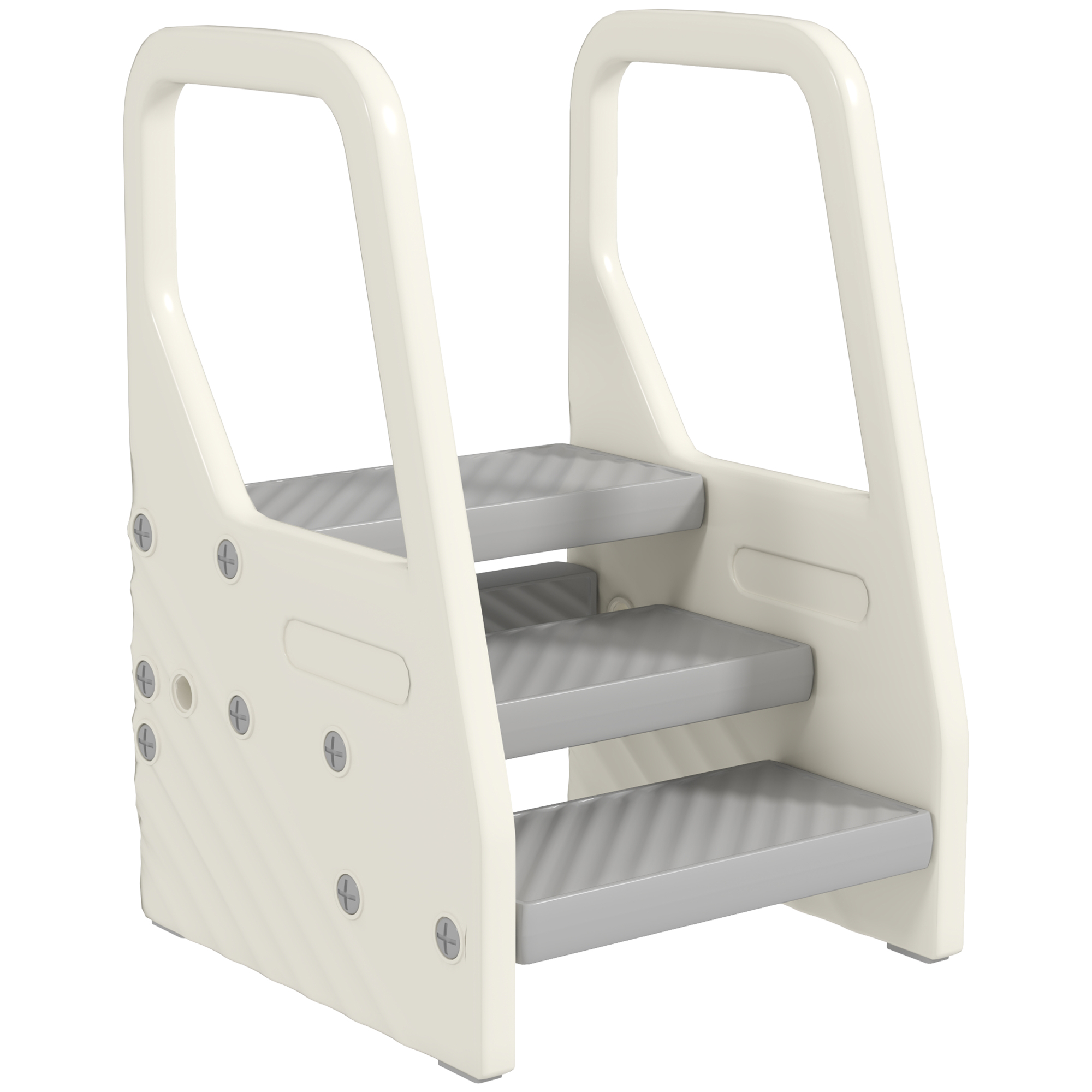 AIYAPLAY Tritthocker mit 3 Stufen, Kinderhocker Bad höhenverstellbar, Klohocker mit Anti-Rutsch, Badhocker für Kinder 2-5 Jahre, bis 30 kg belastbar, für Bad, Küche, Kinderzimmer, Grau   Aosom