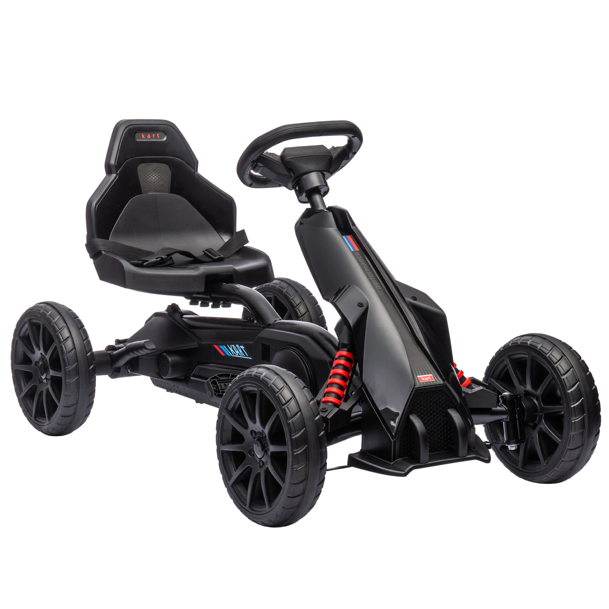HOMCOM Gokart Tretauto mit Handbremse, verstellbarem Sitz, Vor- und Rückwärtsgang, Tretfahrzeug Kinderfahrzeug Kettcar für Kinder 3-8 Jahren Schwarz Aosom