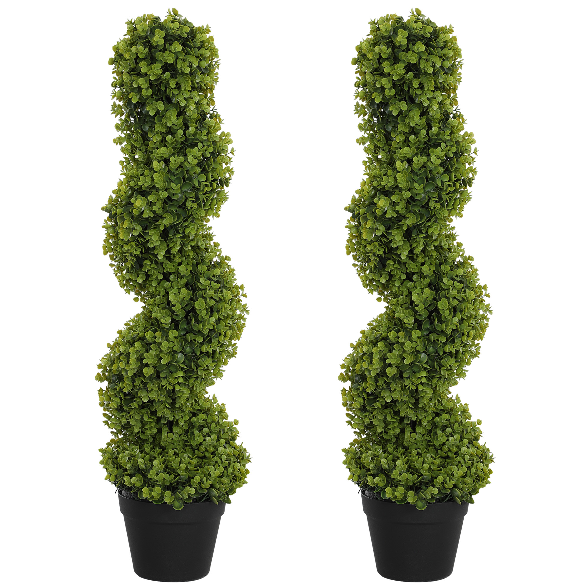 HOMCOM 2er-Set Künstlicher Spiral-Eukalyptus, 90 cm Zimmerpflanze, Kunstpflanze, große Dekorative Pflanzen im Topf für Zuhause, Büro, Flur, Garten, Grün Aosom