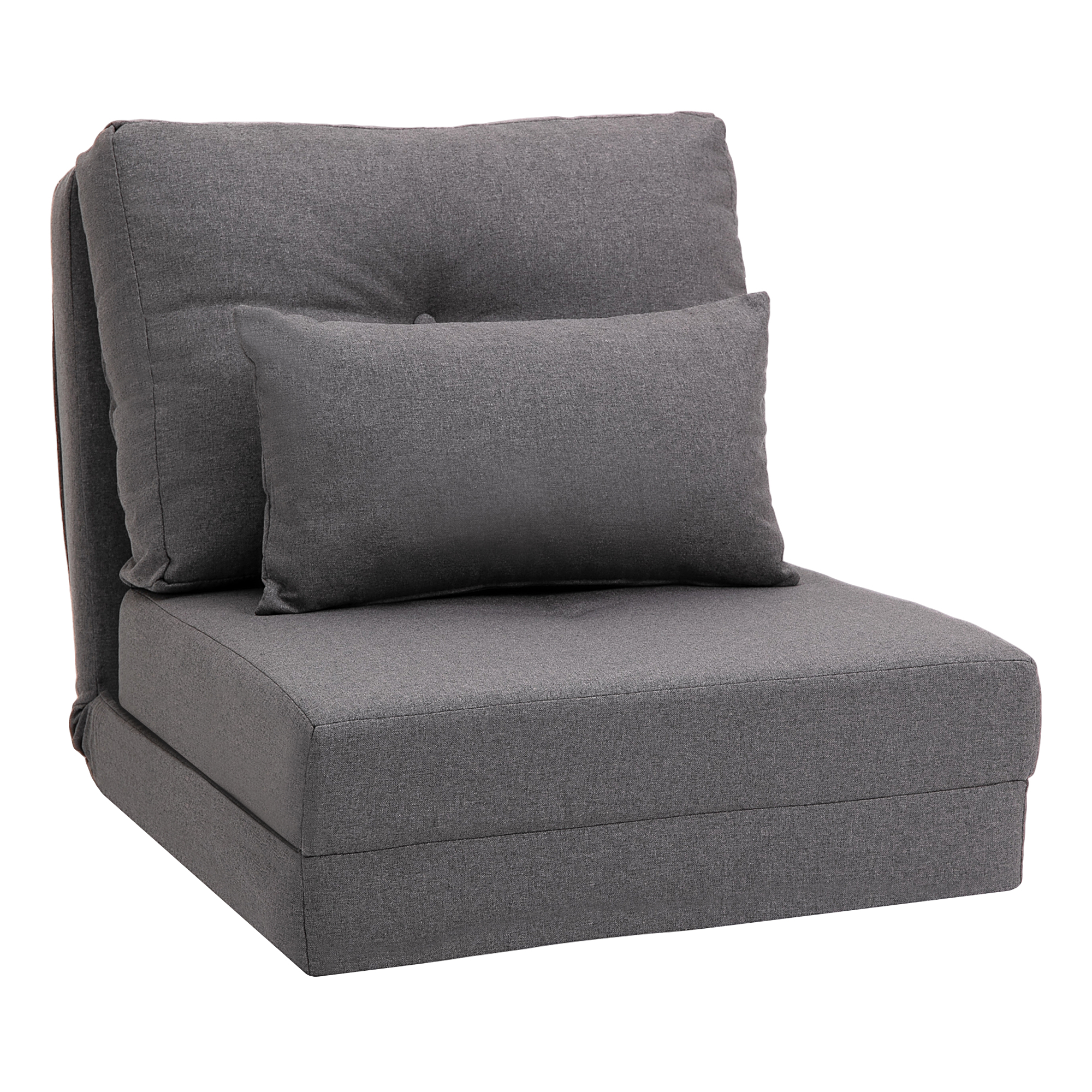 HOMCOM Bodensessel 2-in-1 Klappbett mit verstellbarer Rückenlehne, Bodensofa mit Zierkissen, Leinen, bequemes Bodensitzkissen Aosom.de