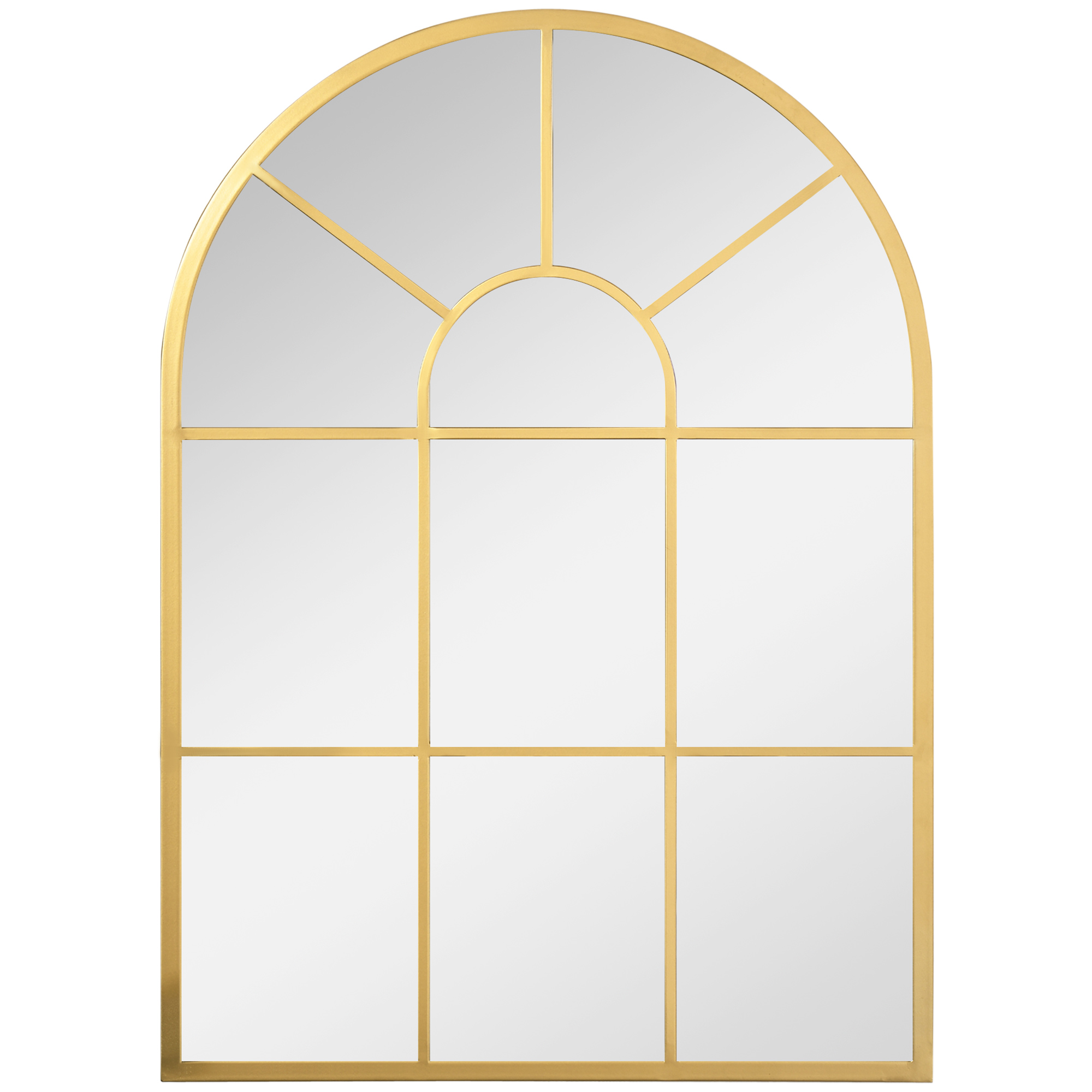 HOMCOM Wandspiegel 70x50cm Fensterspiegel mit Metallrahmen Hängespiegel für Flur und Dekoration Ganzkörperspiegel in Gold Aosom.de