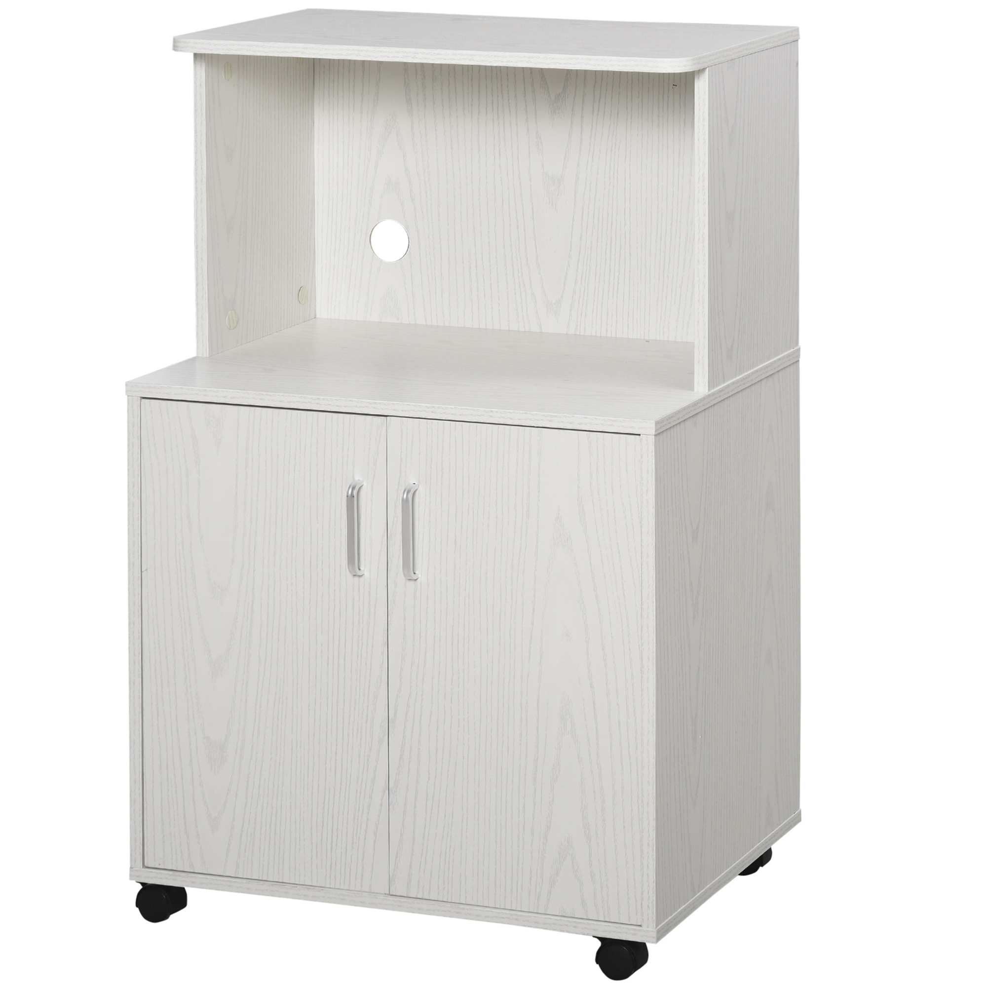 HOMCOM Küchenschrank Mikrowellenschrank Sideboard mit Rollen Büroschrank Küchenwagen mit verstellbarem Einlegeboden Kippschutz 60,4 x 40,3 x 97 cm Aosom