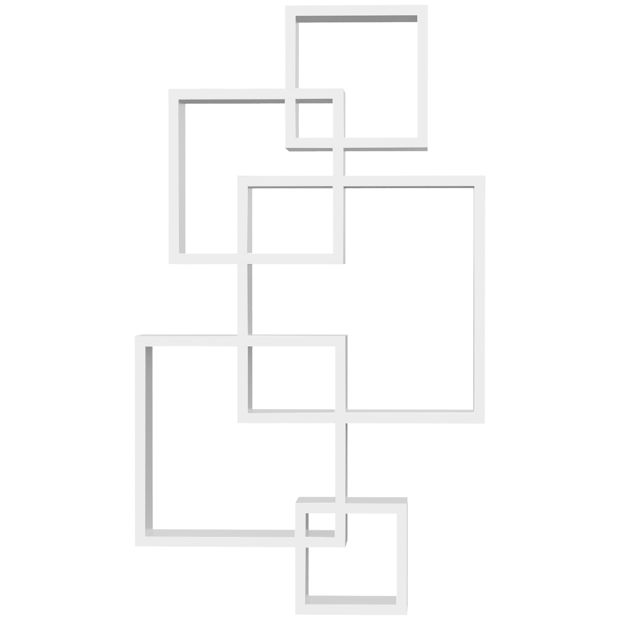 HOMCOM Wandregal Schweberegal Wandboard mit 5 Würfeln & 9 Fächern, Tannenholz, Weiß, 49,5x10,2x86cm Aosom