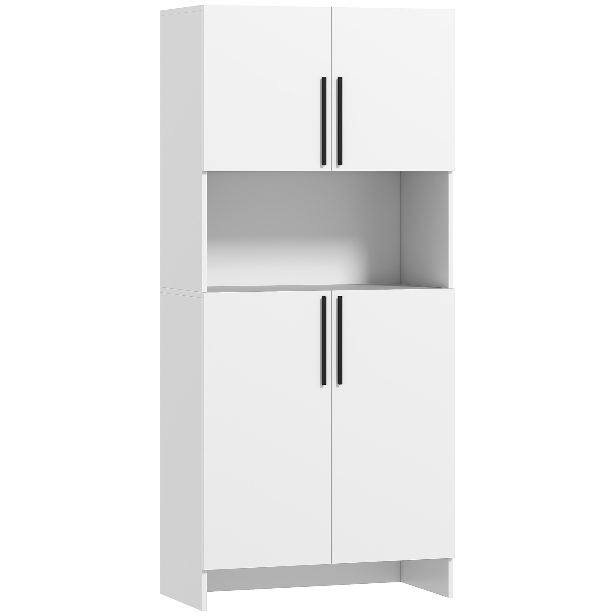 HOMCOM Küchenschrank, Hochschrank mit Mikrowellenablage, Buffetschrank mit Soft-Close-Tür, Aufbewahrungsschrank Vitrinenschrank für Küche Esszimmer 79x40x175 cm Weiß Aosom