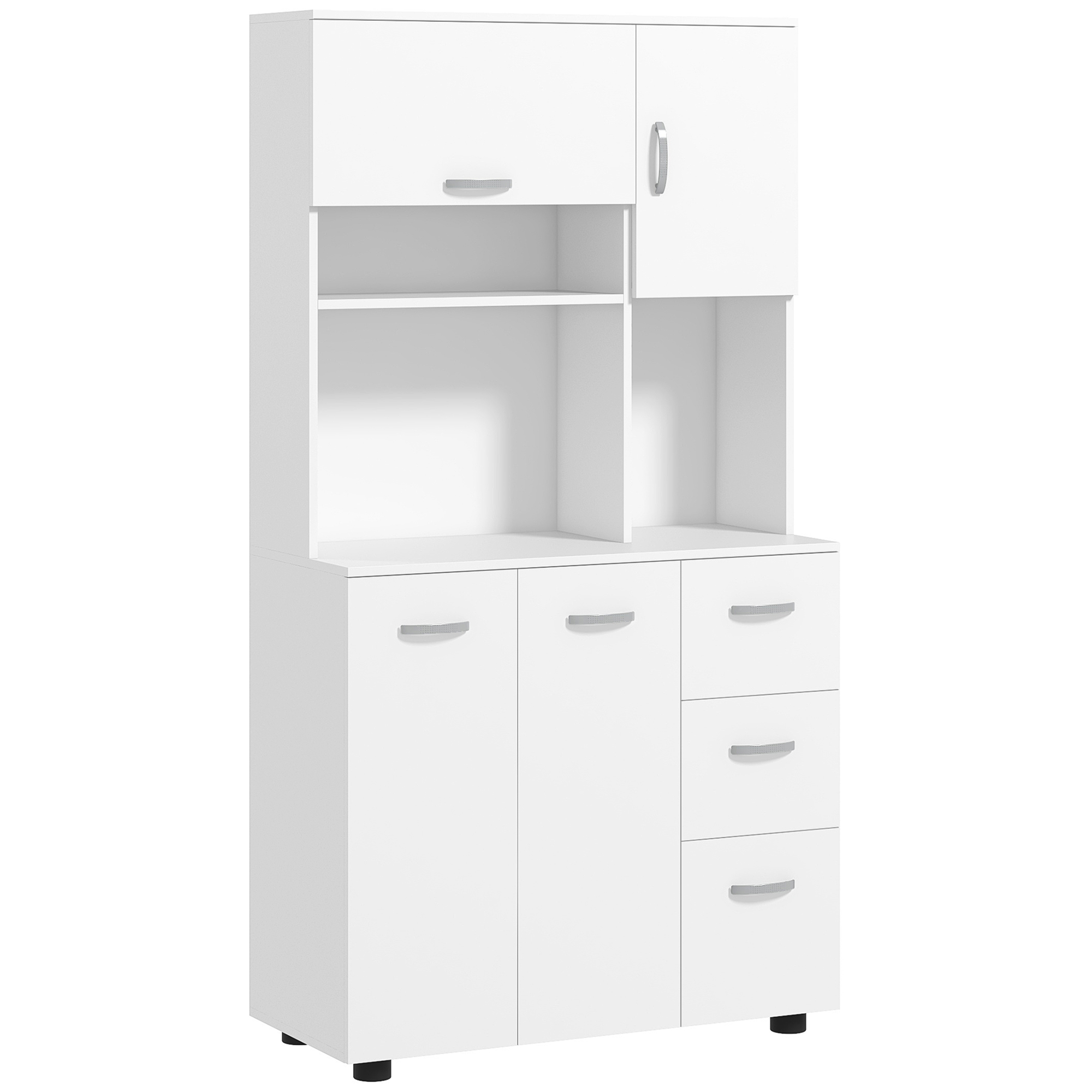 HOMCOM Küchenschrank freistehend, 89 x 39,5 x 168 cm, Buffetschrank modern Weiß Aosom.de
