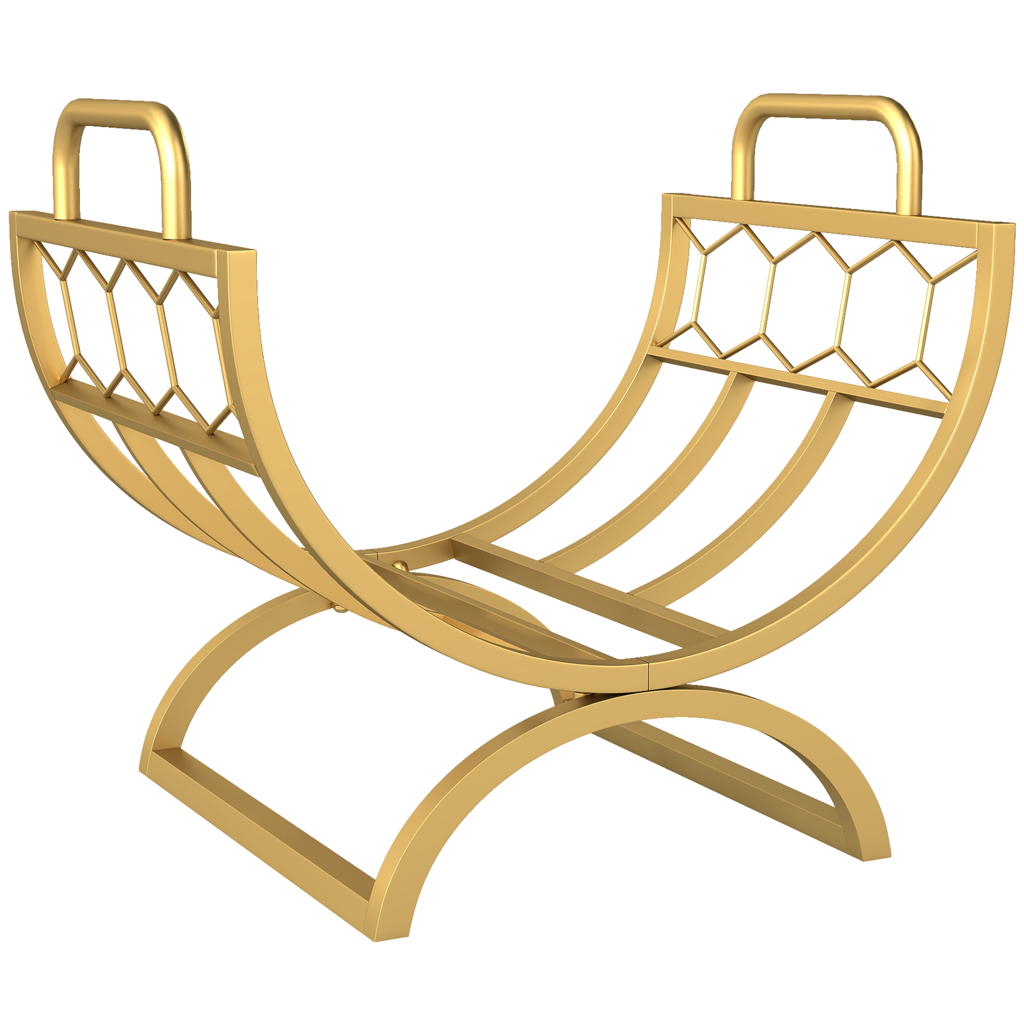 Outsunny Kaminholzregal für innen 46 x 36 x 41cm Brennholzregal mit Griffe, erhöhter Kaminholzständer für Kamin Ofen Feuerholzregal Kaminholzhalter für Feuerholz, Stapelholz, Metall Gold Aosom