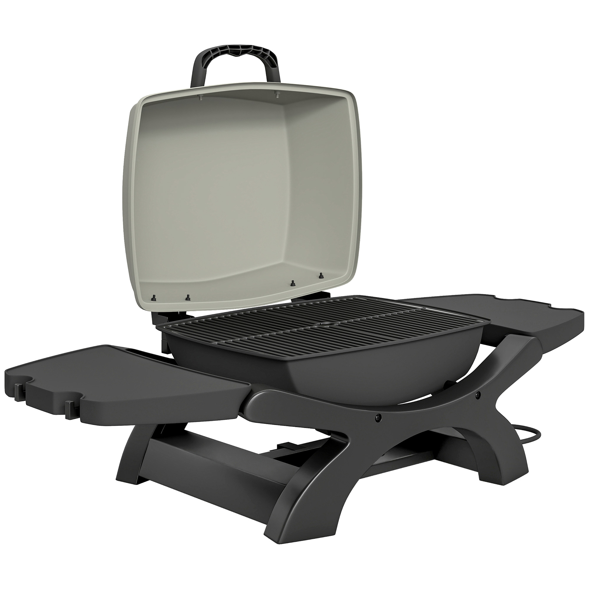 Outsunny Tischgrill Elektrisch 2300W 23x71 cm tragbar Elektrogrill mit Antihaftbeschichtete Grillrosten Abnehmbar Fettauffangschale & Seitenablagen Haken, BBQ Grill für Balkon Innen & Außen Schwarz Aosom