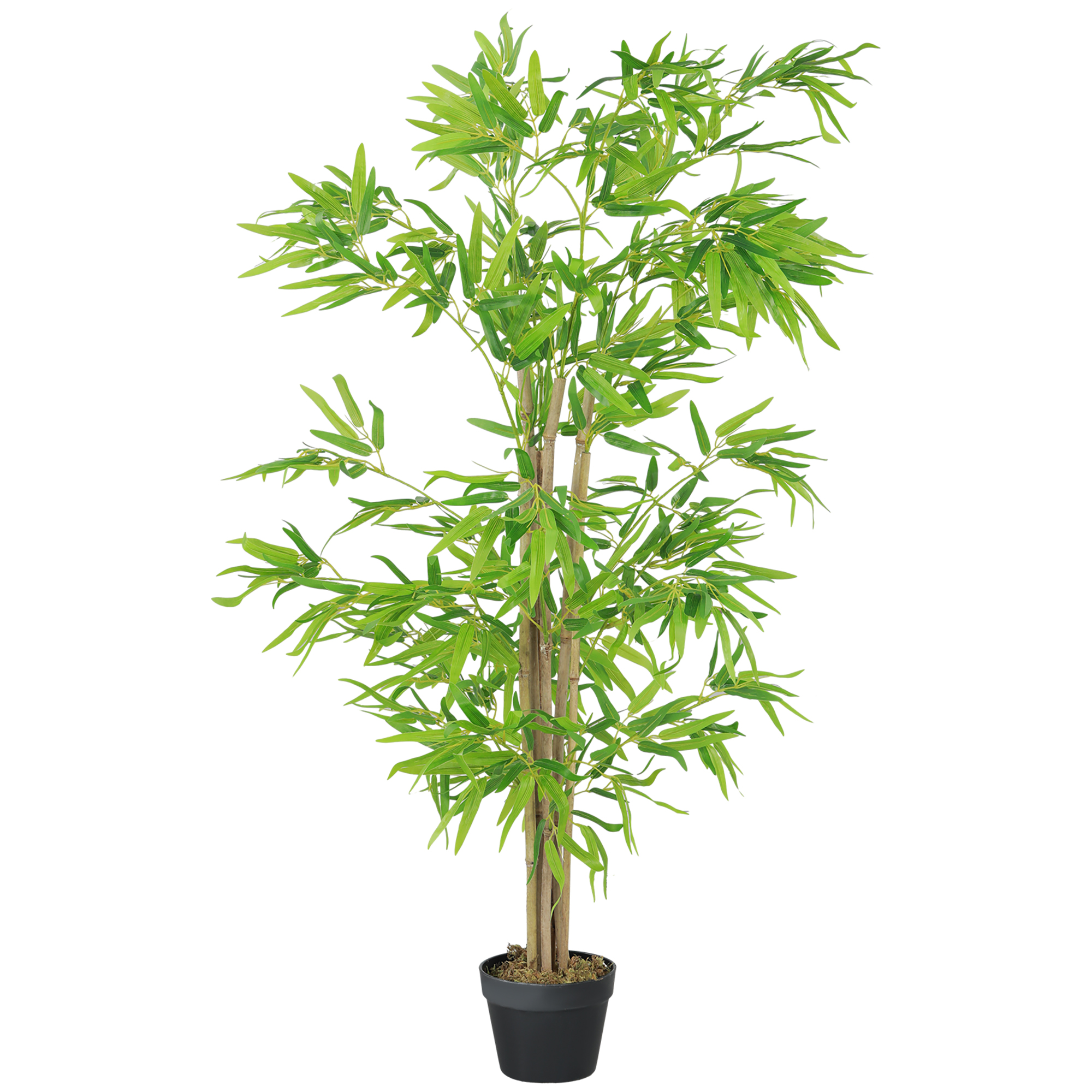 HOMCOM künstlicher Bambus groß 150cm Kunstpflanze, Plastik Künstliche Pflanzen im Topf, Fake Plant Bambus wie echt mit Kunstmoos für Wohnzimmer Schlafzimmer Büro Garten Moderne Dekoration Aosom