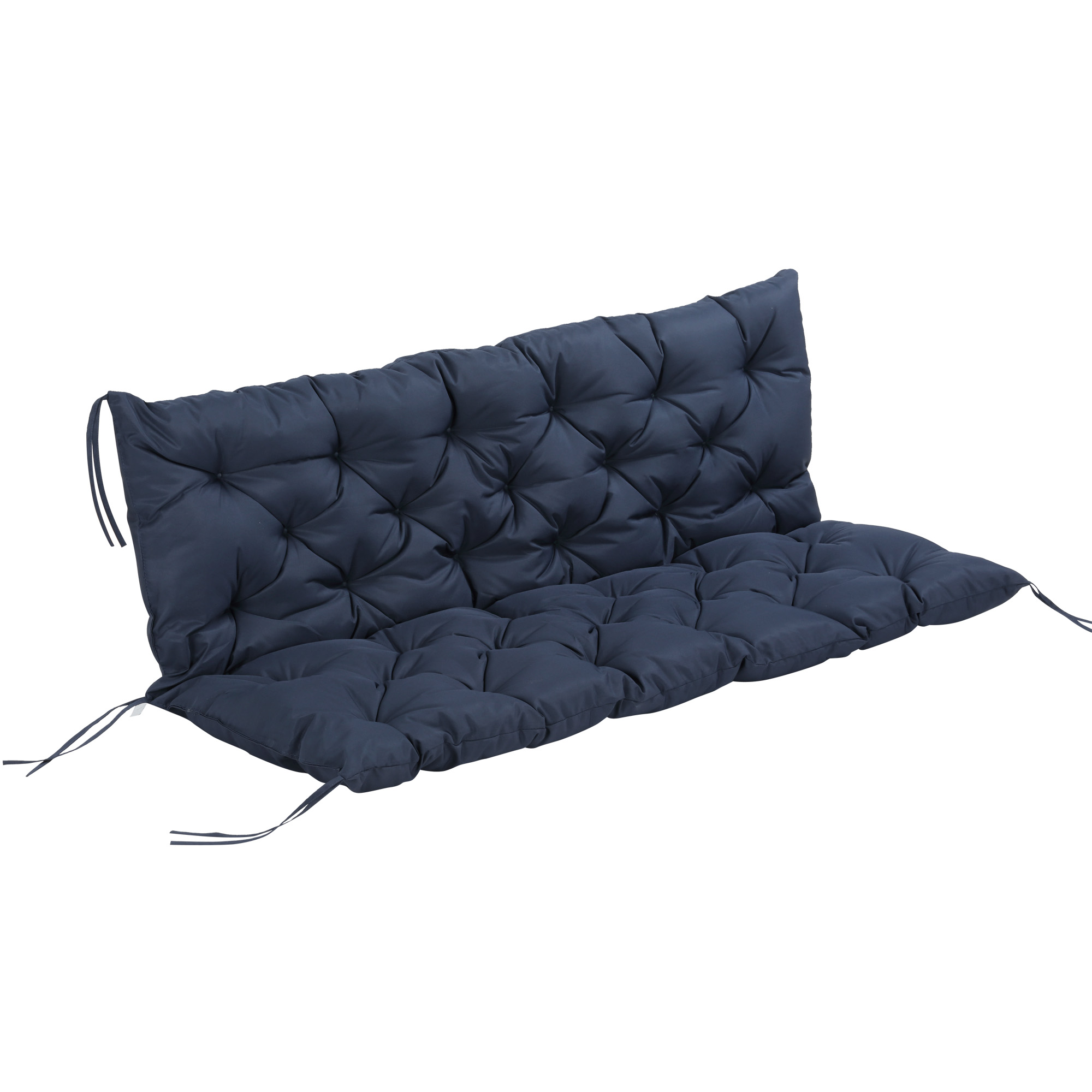 Outsunny 3 Sitzer Bankauflage 150x98x8 cm, Bankkissen mit Bändern, Sitzkissen, Outdoor/Indoor Stuhlkissen, Sitzauflage, Sitzpolster für Gartenmöbel, Fensterbank Sitzbank, Hollywoodschaukel, Dunkelblau Aosom