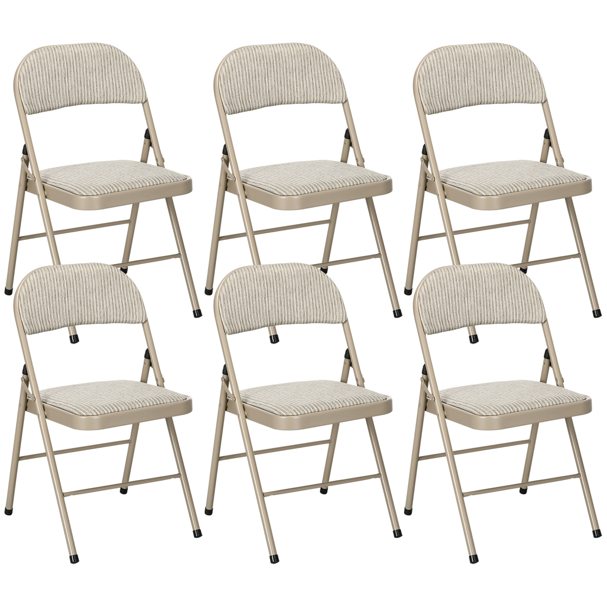 HOMCOM Klappstuhl Campingstuhl mit Gepolsteter Rückenlehne, Klappbar Bürostuhl mit Stahlrahmen, Küchenstuhl mit Polster bis 120 kg belastbar für Gäste, Büro, Camping, Beige Aosom