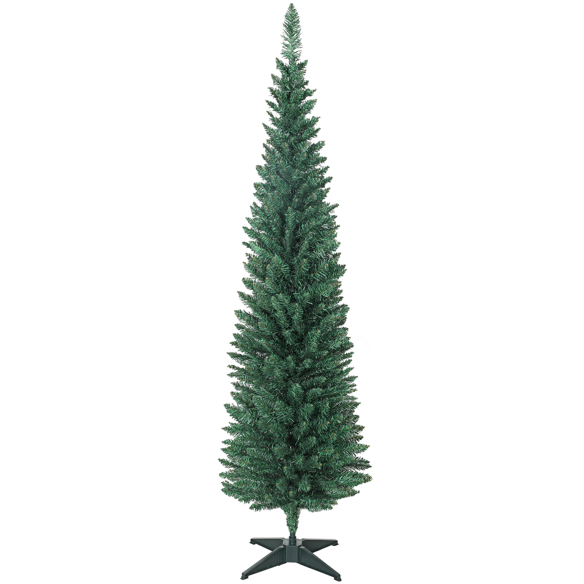 HOMCOM künstlicher Weihnachtsbaum Slim 180 cm mit 321 Zweigen, hoher schmaler Tannenbaum mit Kunststofffuß, Weihnachtsdekoration, für Zuhause, Innen, Grün   Aosom