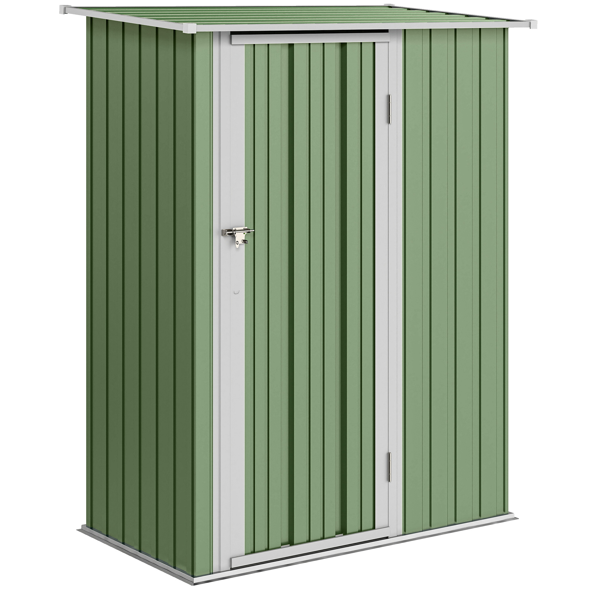 Outsunny Gerätehaus Gartenhaus Geräteschuppen mit Tür Outdoor Stahl Grün 142 x 84 x 189 cm   Aosom