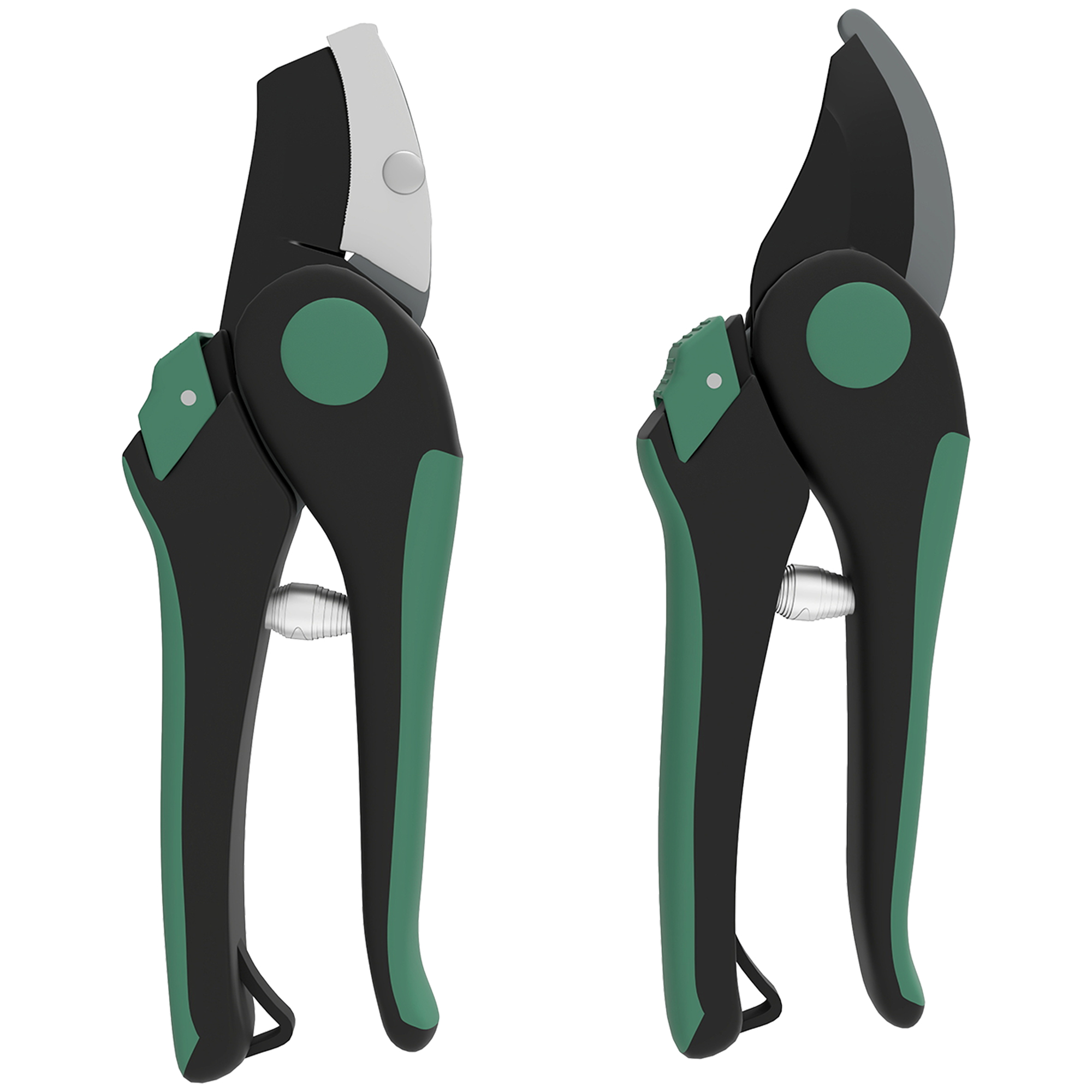 Outsunny Gartenwerkzeug Set 2 Stück Garten Werkzeug aus Metall Gartengeräte mit Bypass-Gartenschere Amboss-Gartenschere Gartenarbeit Set Gartengeschenke für Frauen und Männer Grün+Schwarz   Aosom