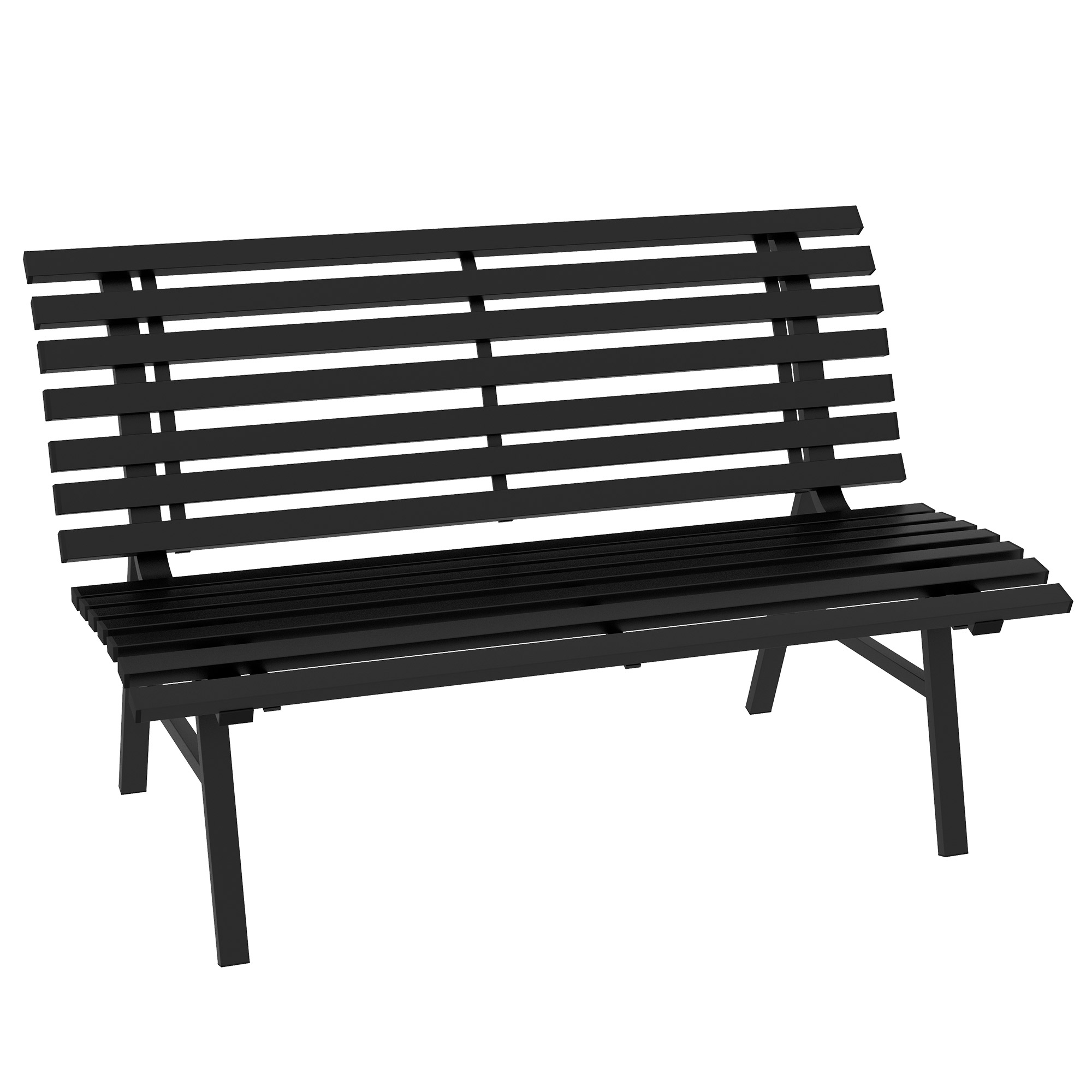 Outsunny 2-Sitzer Gartenbank Alu, wetterfest Sitzbank, UV-Beständig Gartenmöbel mit Lamellen-Design, Parkbank 240kg belastbar, Balkonbank für Balkon Terrasse, Garten, 123x67x79cm, Schwarz Aosom