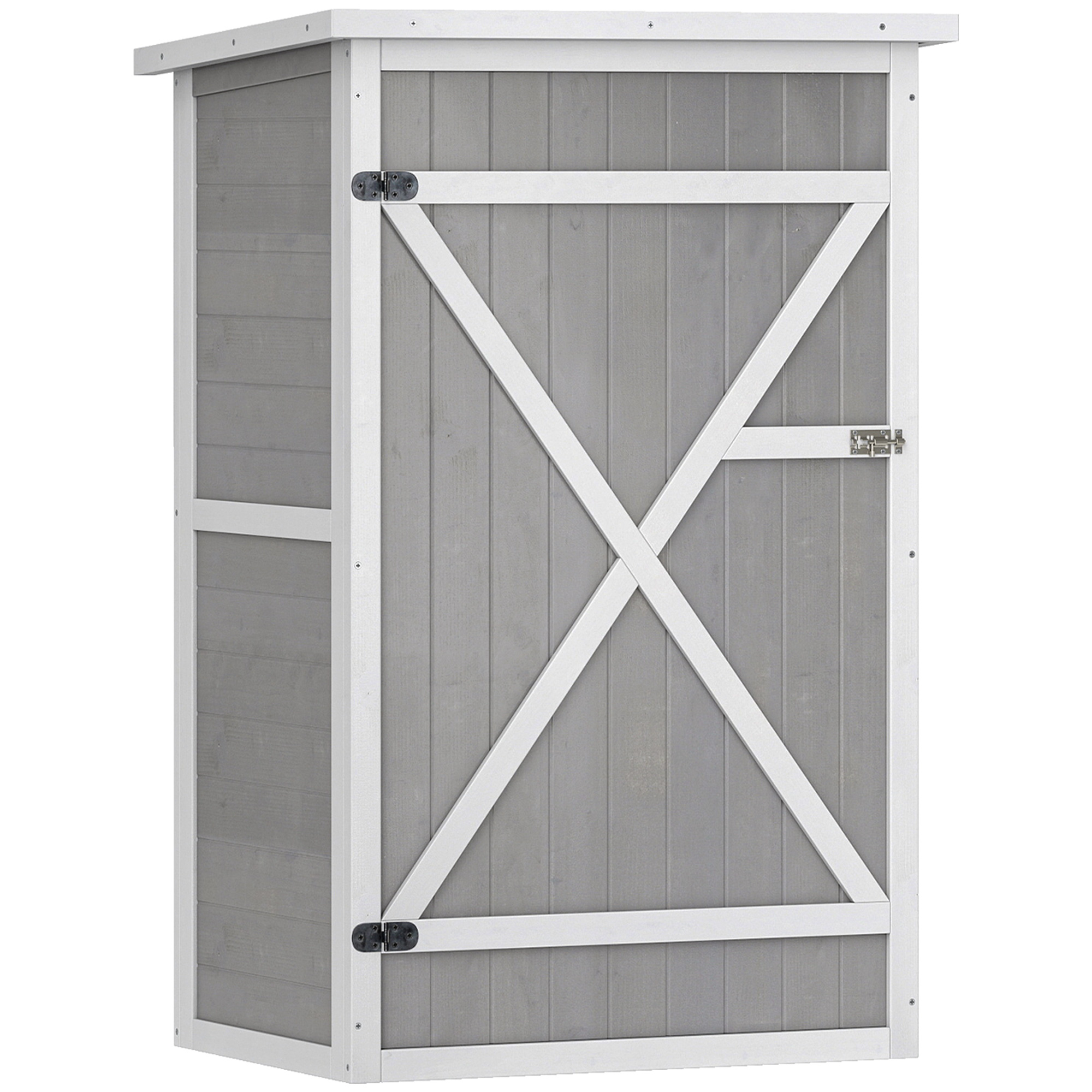 Outsunny Gartenhaus Gerätehaus Regalböden Tanne Schwarz+Grau+Weiß 75x56x115cm Aosom