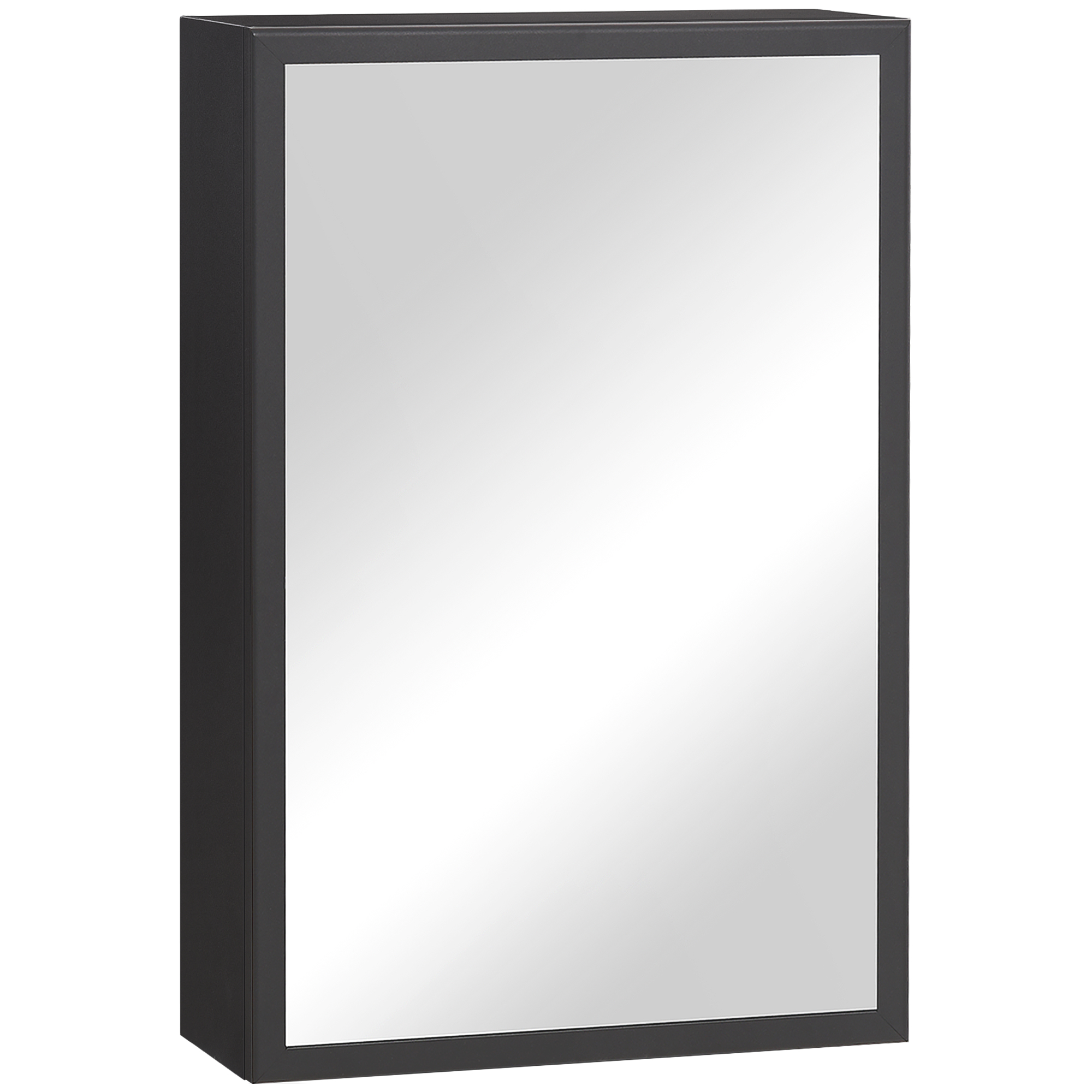 kleankin Spiegelschrank Moderner Hängeschrank mit Spiegel 3 Schichten Schwarz 40x15x60 cm für Badezimmer & Platzsparende Aufbewahrung   Aosom.de