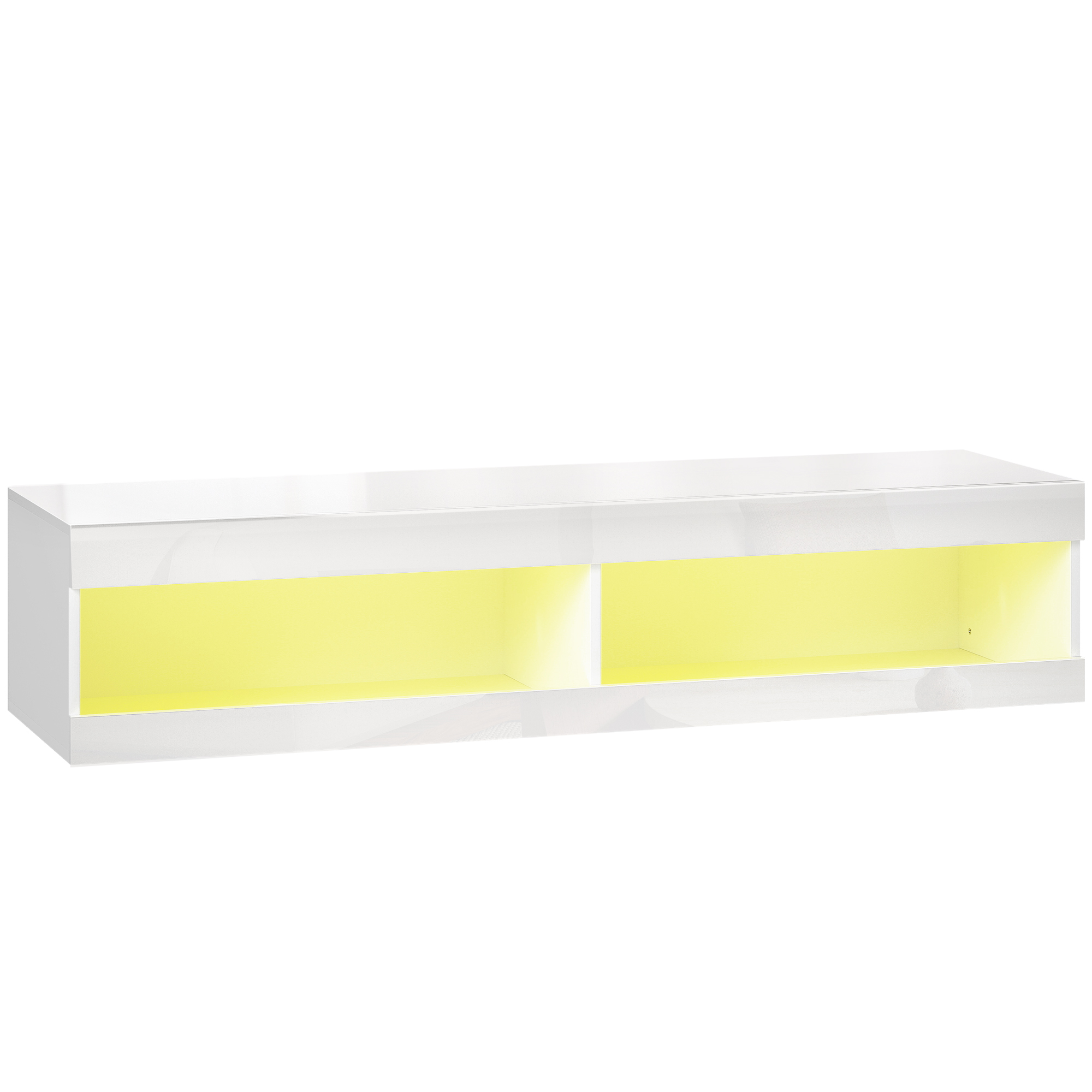 HOMCOM TV Schrank, Hängendes TV Lowboard mit RGB LED-Beleuchtung in 16 Farben, TV Ständer mit offenen Stauraum, für 55-60 Zoll Fernseher, für Wohnzimmer, Schlafzimmer, 140 x 40 x 30 cm, Hochglanzweiß Aosom