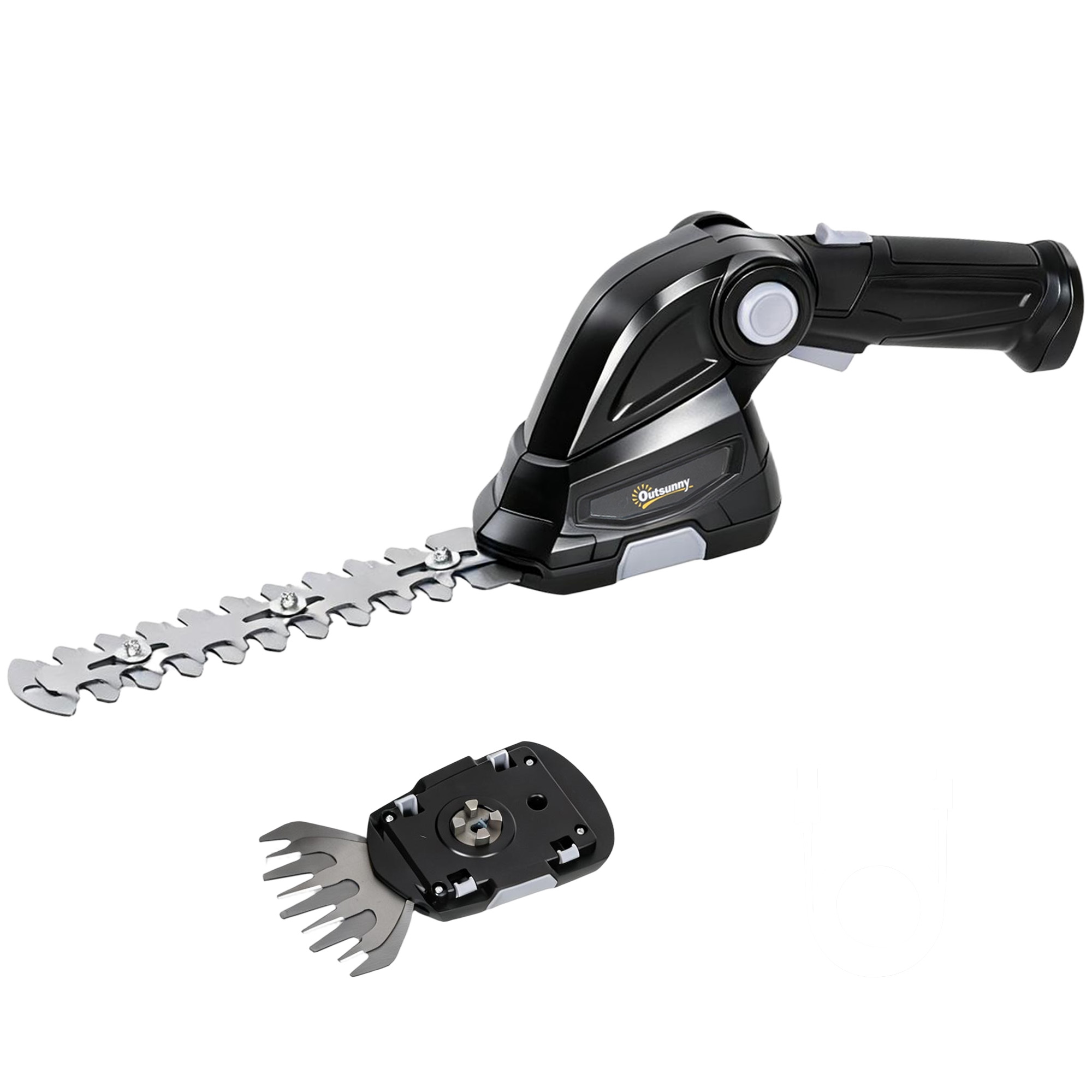Outsunny 2-in-1 Akku Heckenschere Elektrischer Hecken & Strauchschere mit 2 x 7,2V Wiederaufladbaren 2,0 Ah Akku, 2 Austauschbaren Klingen, für Äste, Sträucher, Zweige, Schwarz Aosom